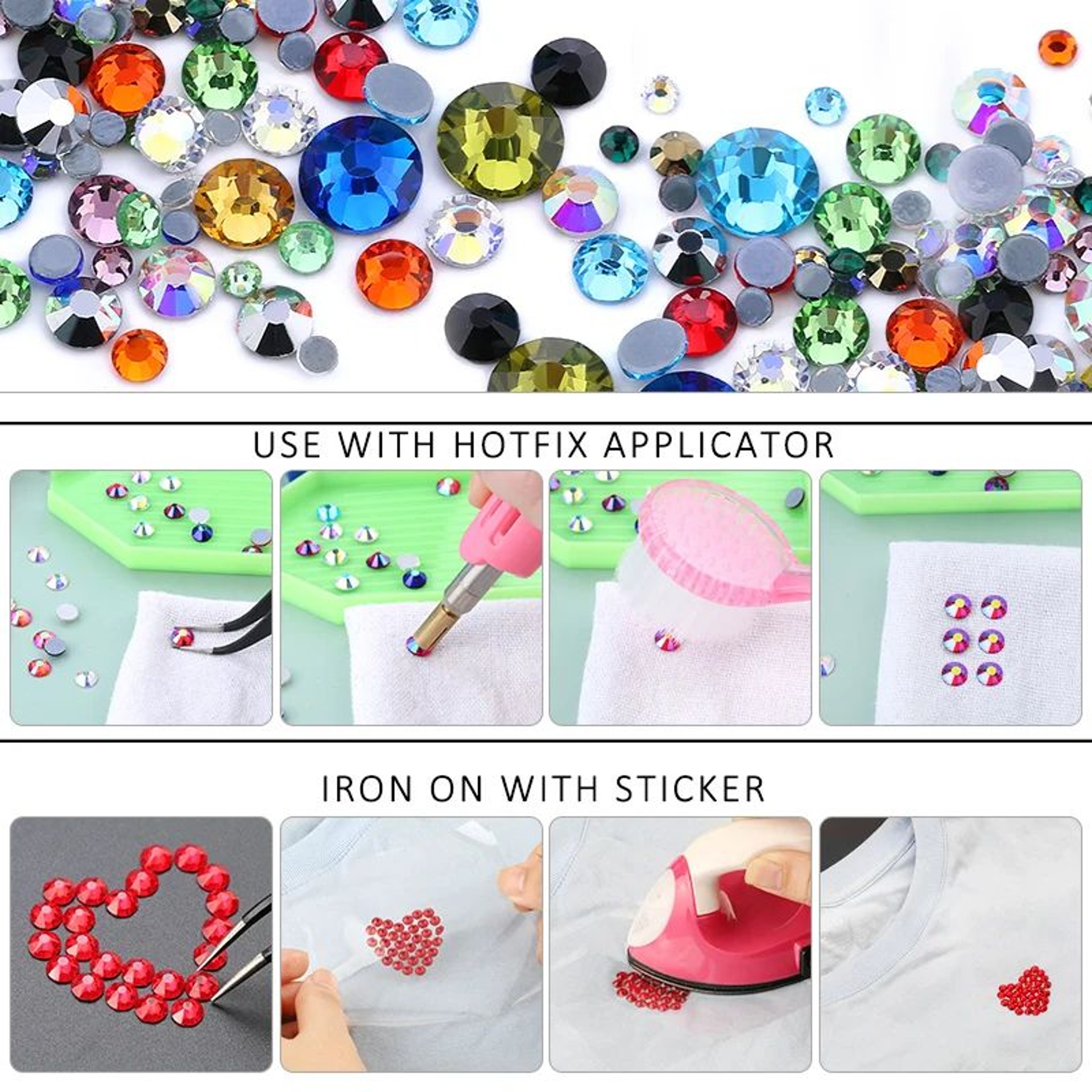 Premium Crystal Hotfix Rhinestones  Clear AB Flatback IronOn Sparkle Stones For Clothes  DIY 4