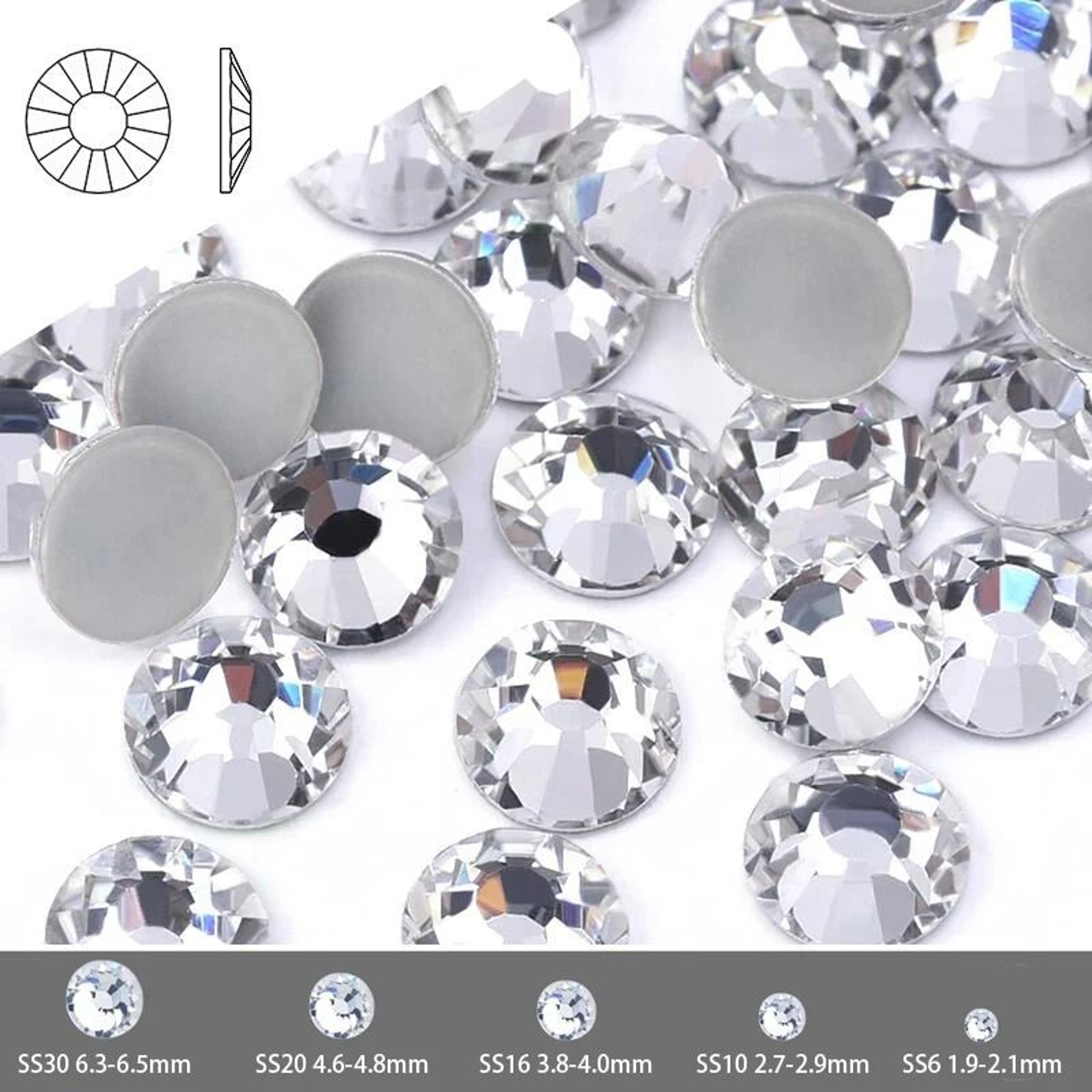 Premium Crystal Hotfix Rhinestones  Clear AB Flatback IronOn Sparkle Stones For Clothes  DIY 6