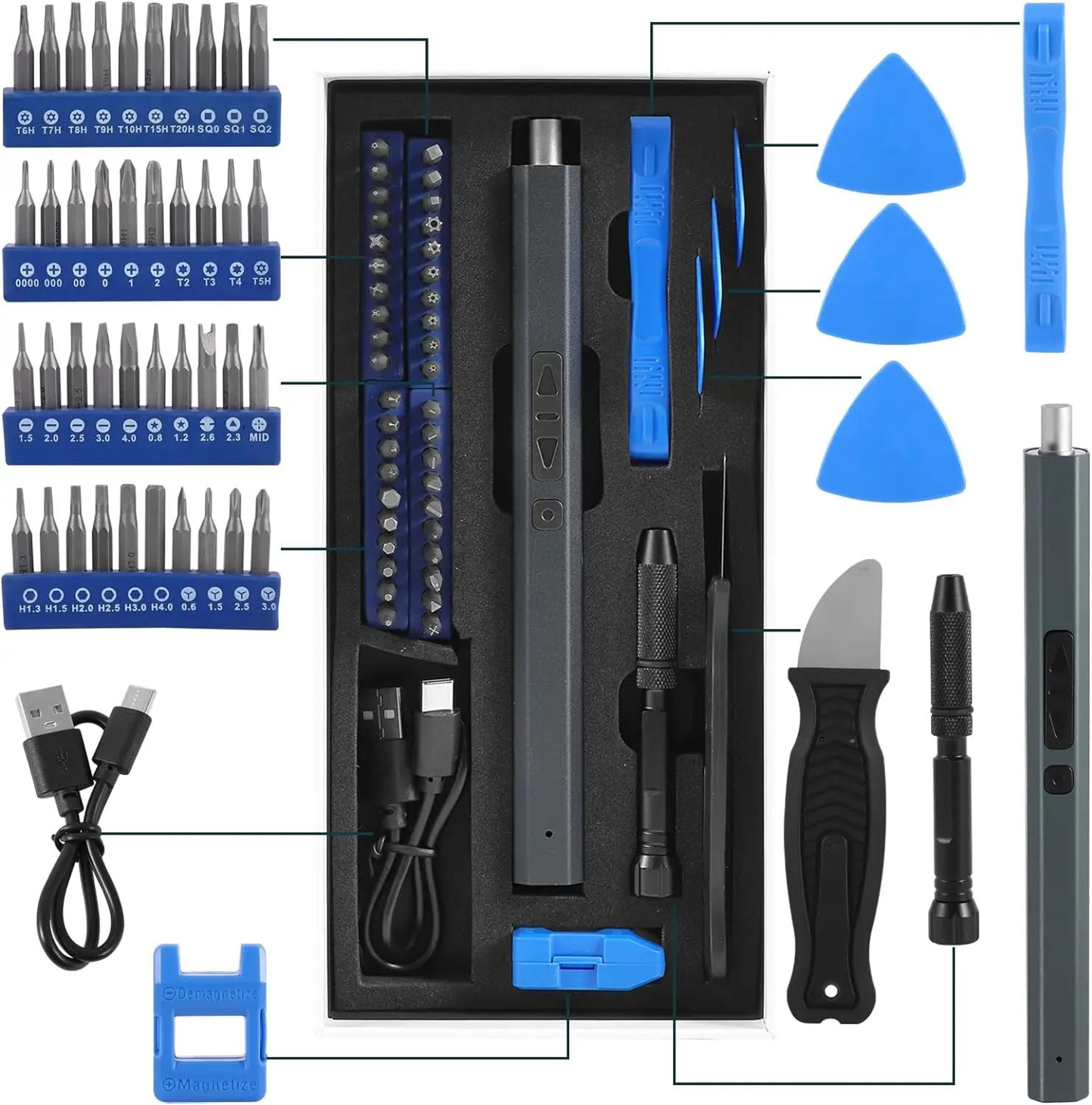 Cordless Electric Screwdriver Pro Kit  Precision Screwdriver Set With Magnetic Screwdriver Bits USB 1