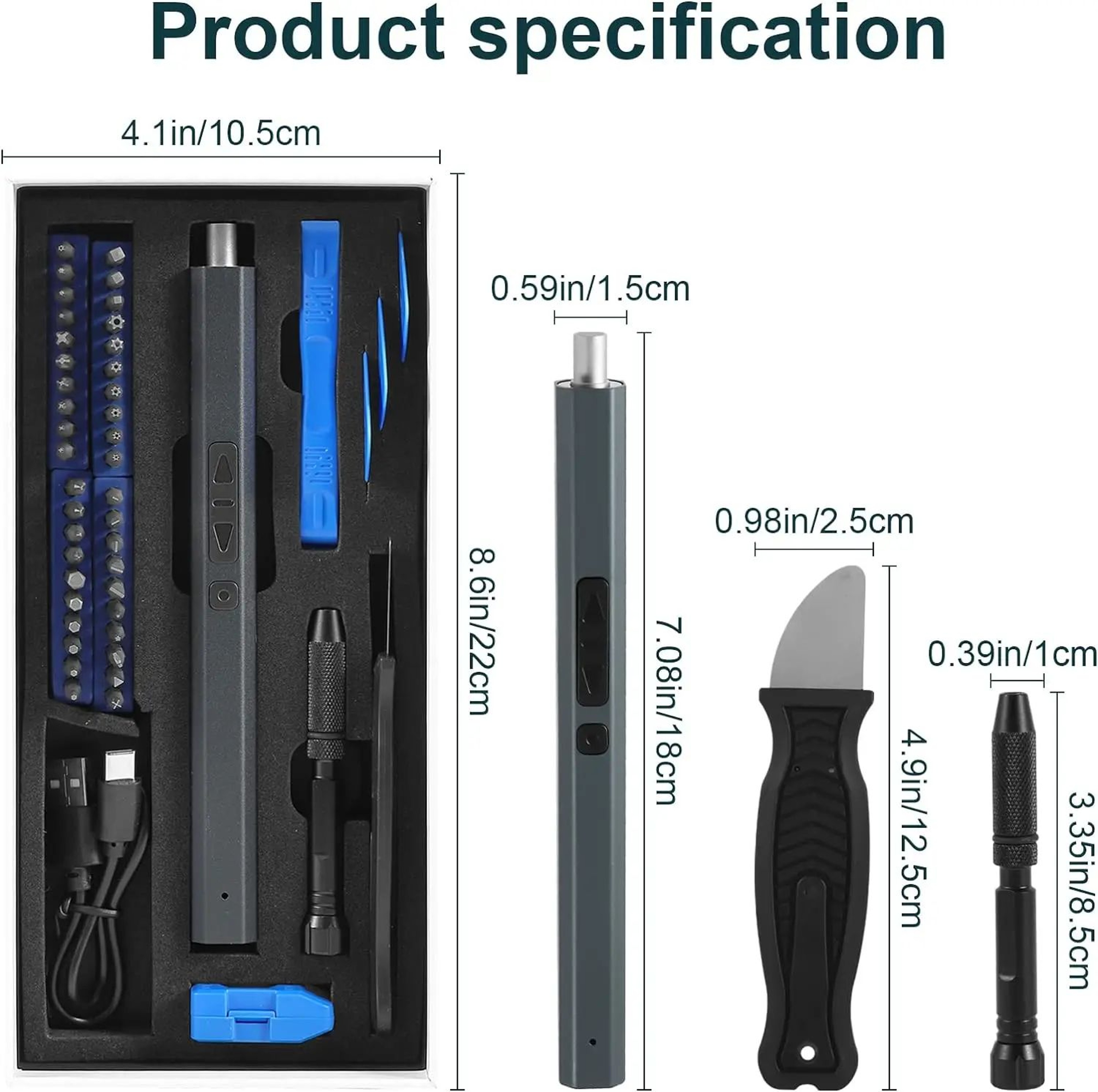 Cordless Electric Screwdriver Pro Kit  Precision Screwdriver Set With Magnetic Screwdriver Bits USB 5