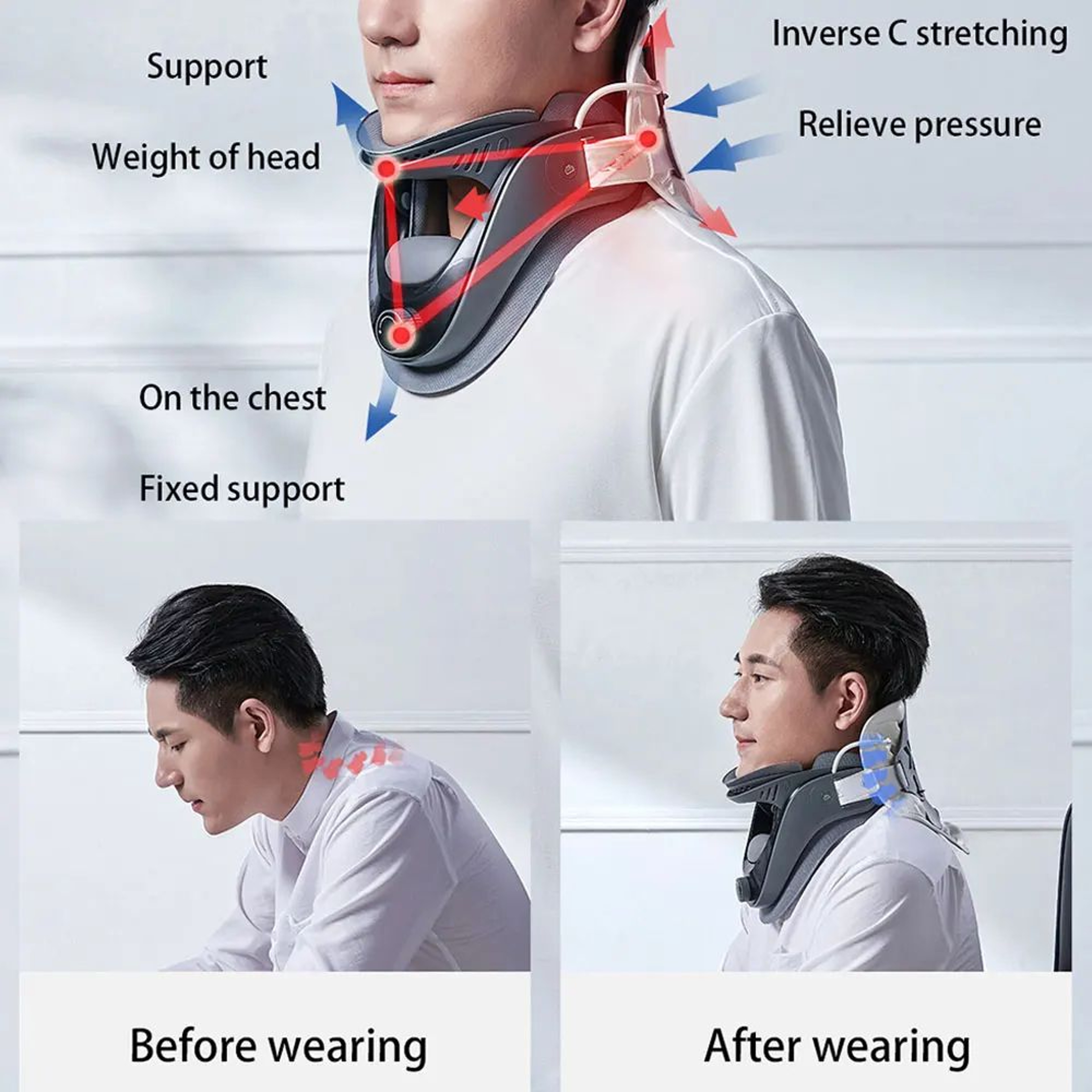 Premium Inflatable Neck Traction Device  Cervical Stretcher For Pain Relief  Posture Support 3