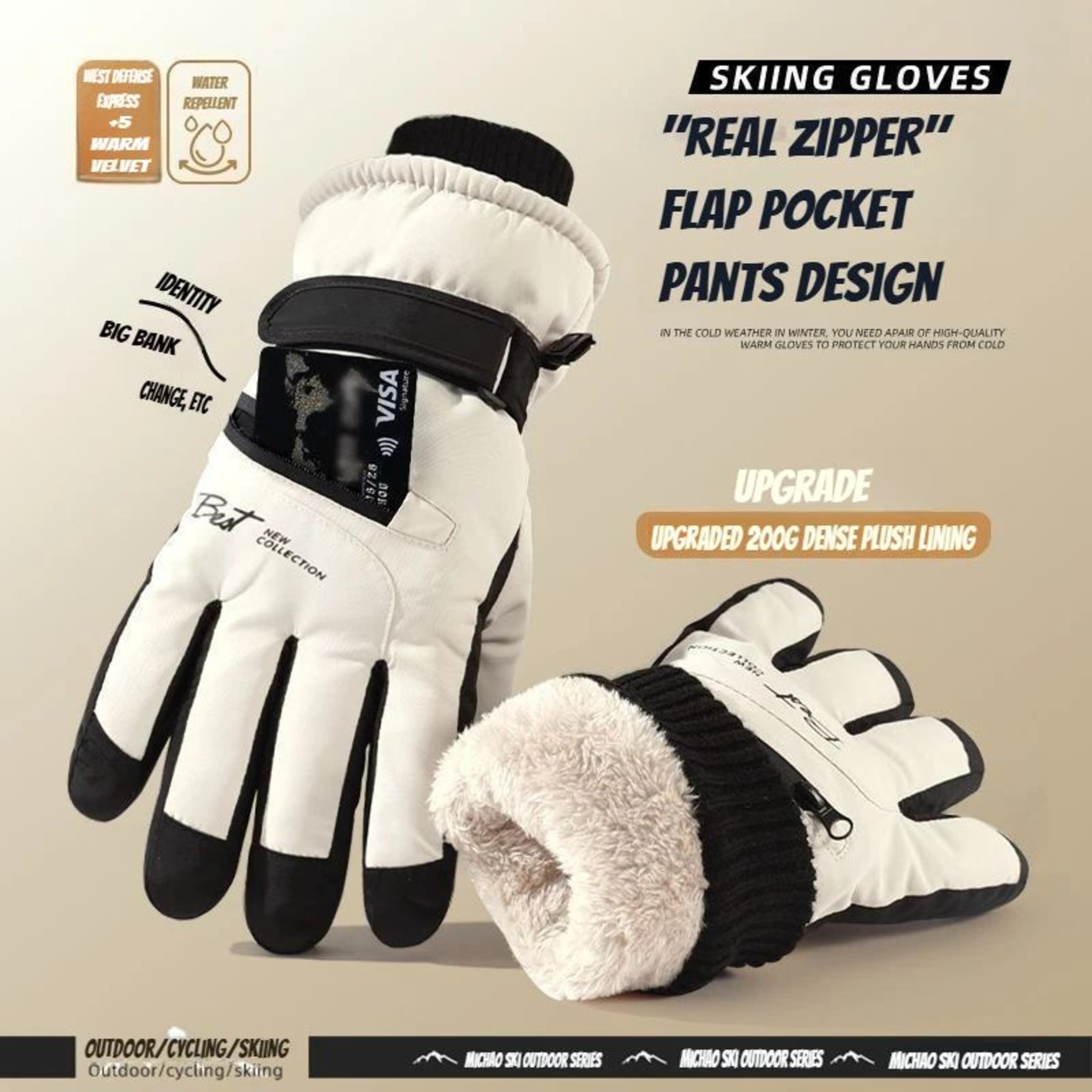 AllWeather Thermal Waterproof Winter Cycling  Ski Gloves  Unisex Warm Touch Screen Grip Gloves 0