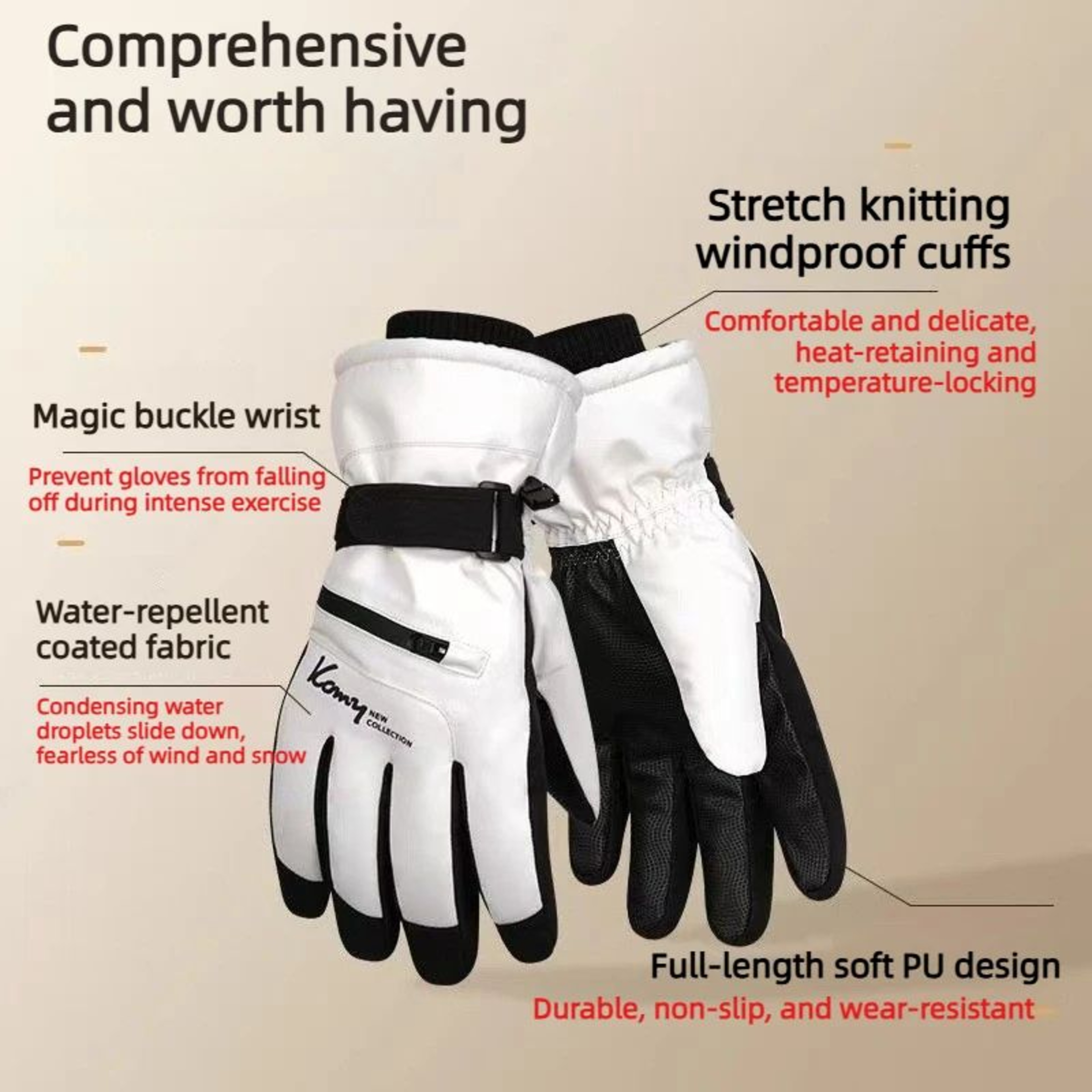 AllWeather Thermal Waterproof Winter Cycling  Ski Gloves  Unisex Warm Touch Screen Grip Gloves 2