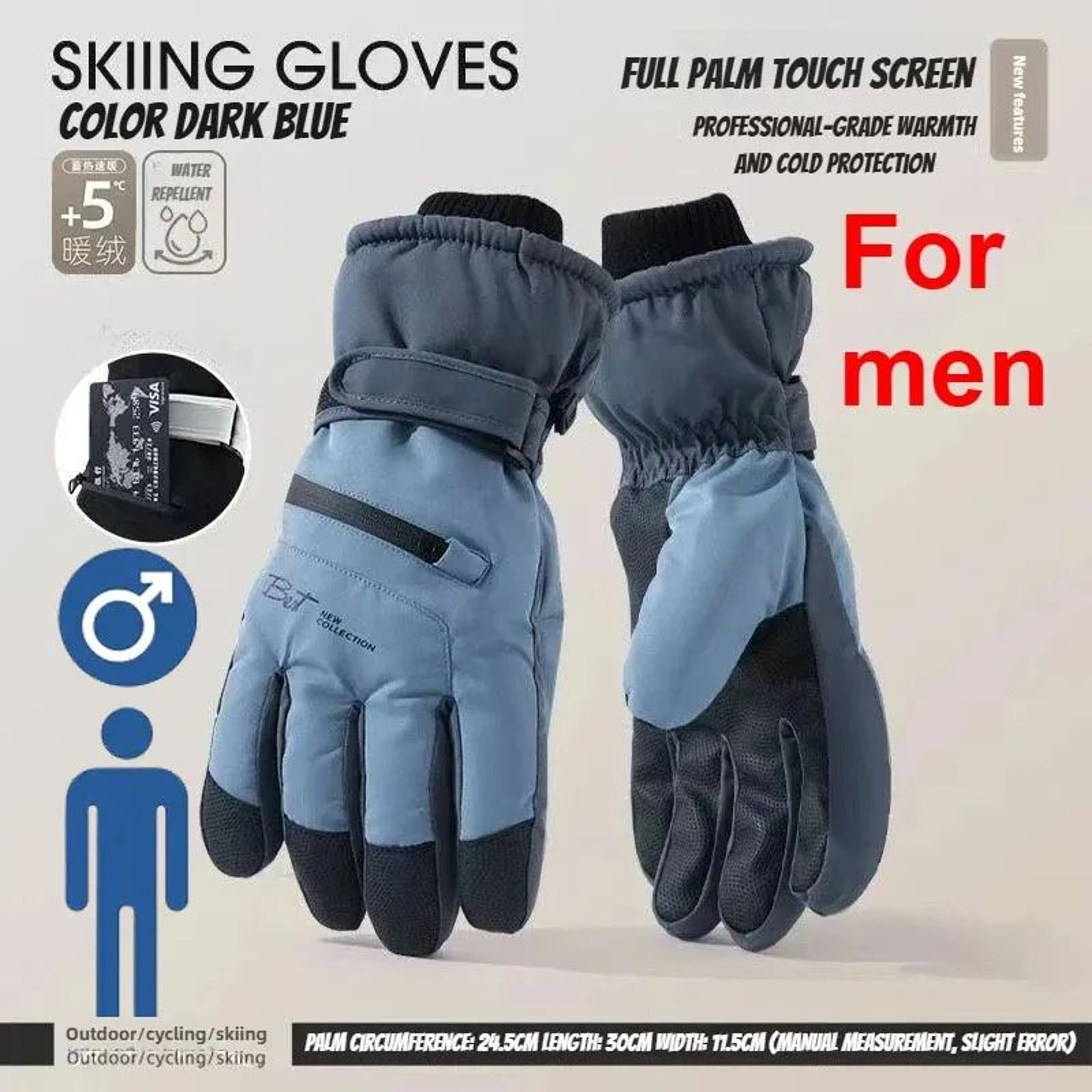 AllWeather Thermal Waterproof Winter Cycling  Ski Gloves  Unisex Warm Touch Screen Grip Gloves 6