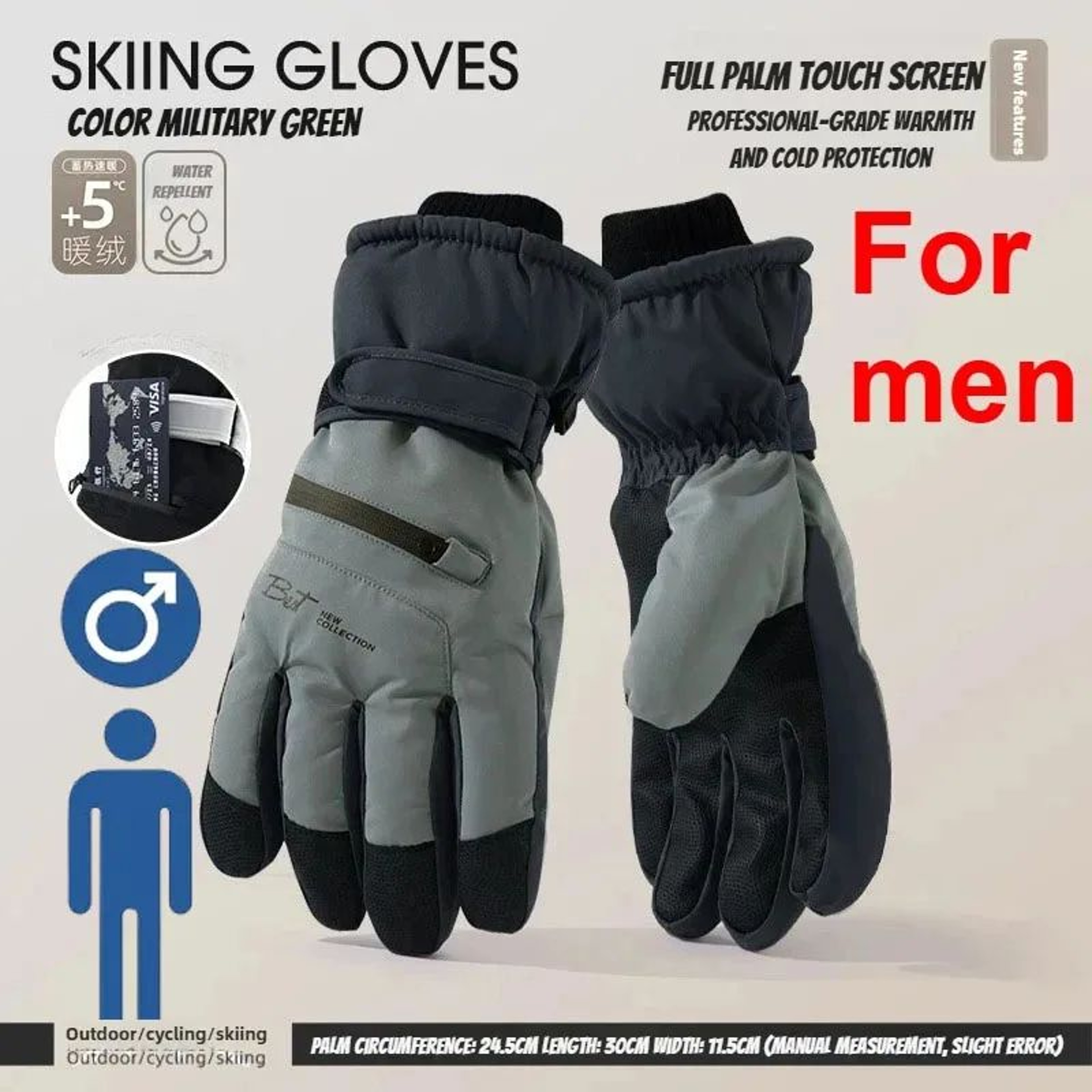 AllWeather Thermal Waterproof Winter Cycling  Ski Gloves  Unisex Warm Touch Screen Grip Gloves 13
