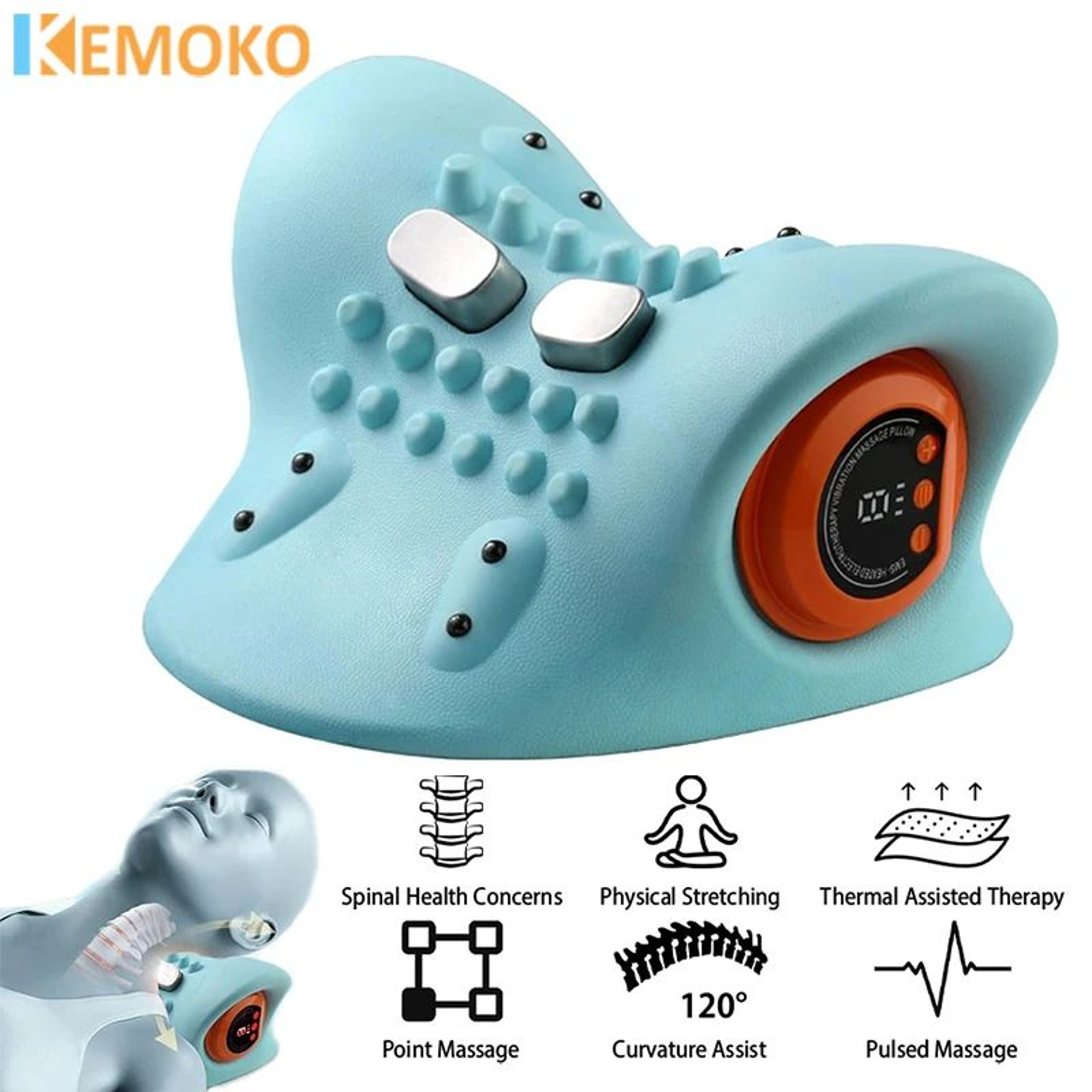 Premium Heated Electric Neck Massager  Cervical Traction Device Pillow  Pain Relief Traction Stretc 0
