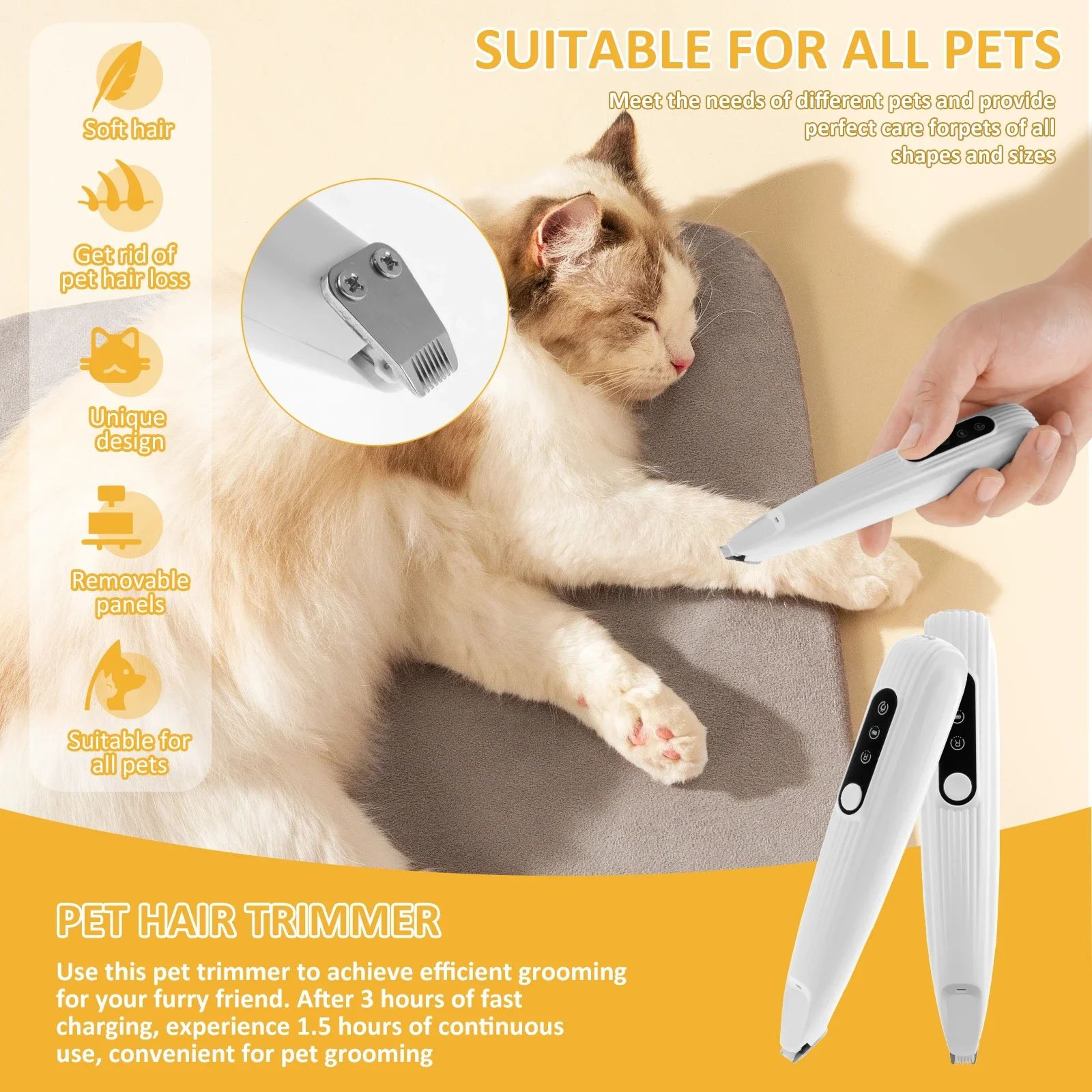 Quiet LED Dog Paw Trimmer  Waterproof Cordless Pet Hair Clippers For Dogs  Cats 1