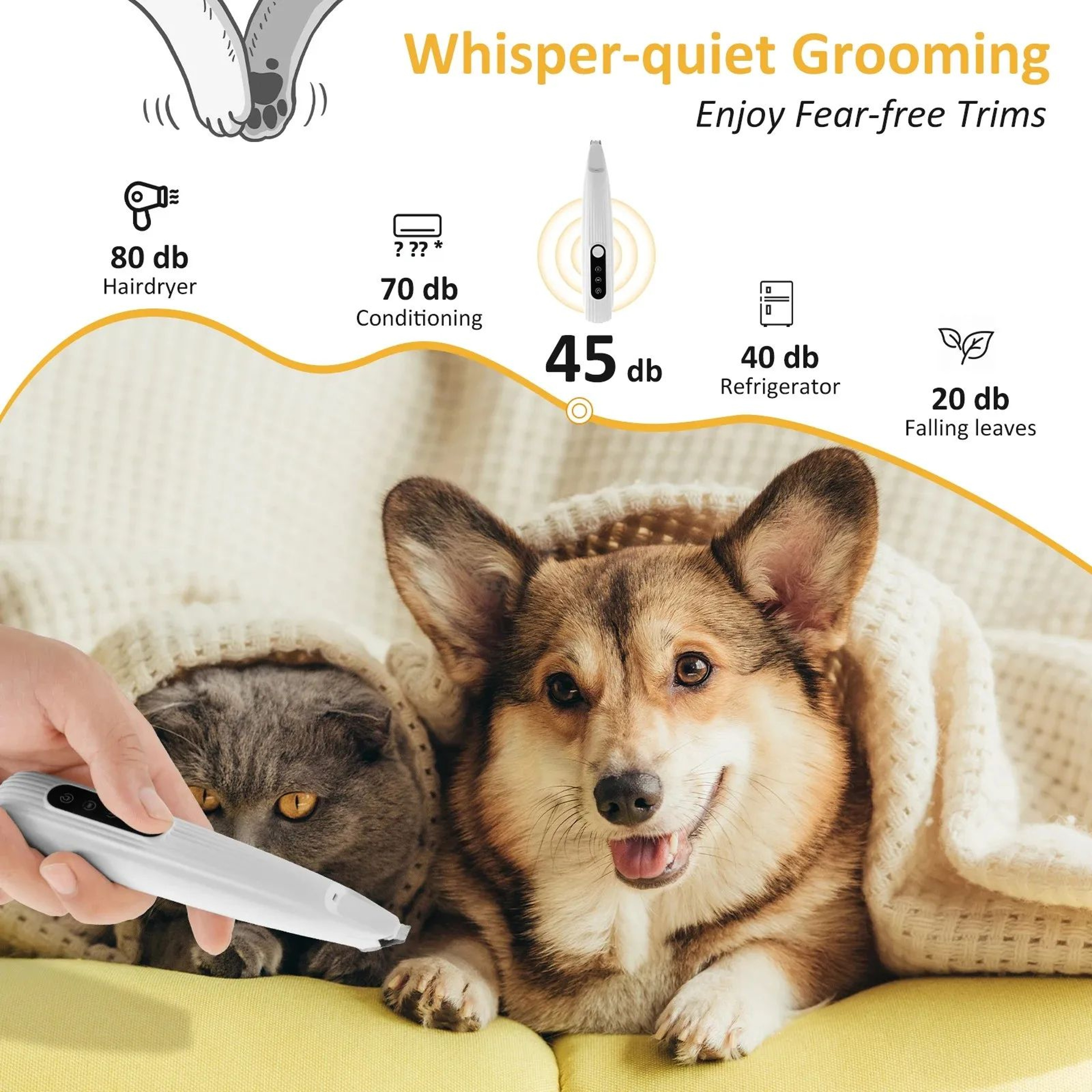 Quiet LED Dog Paw Trimmer  Waterproof Cordless Pet Hair Clippers For Dogs  Cats 4