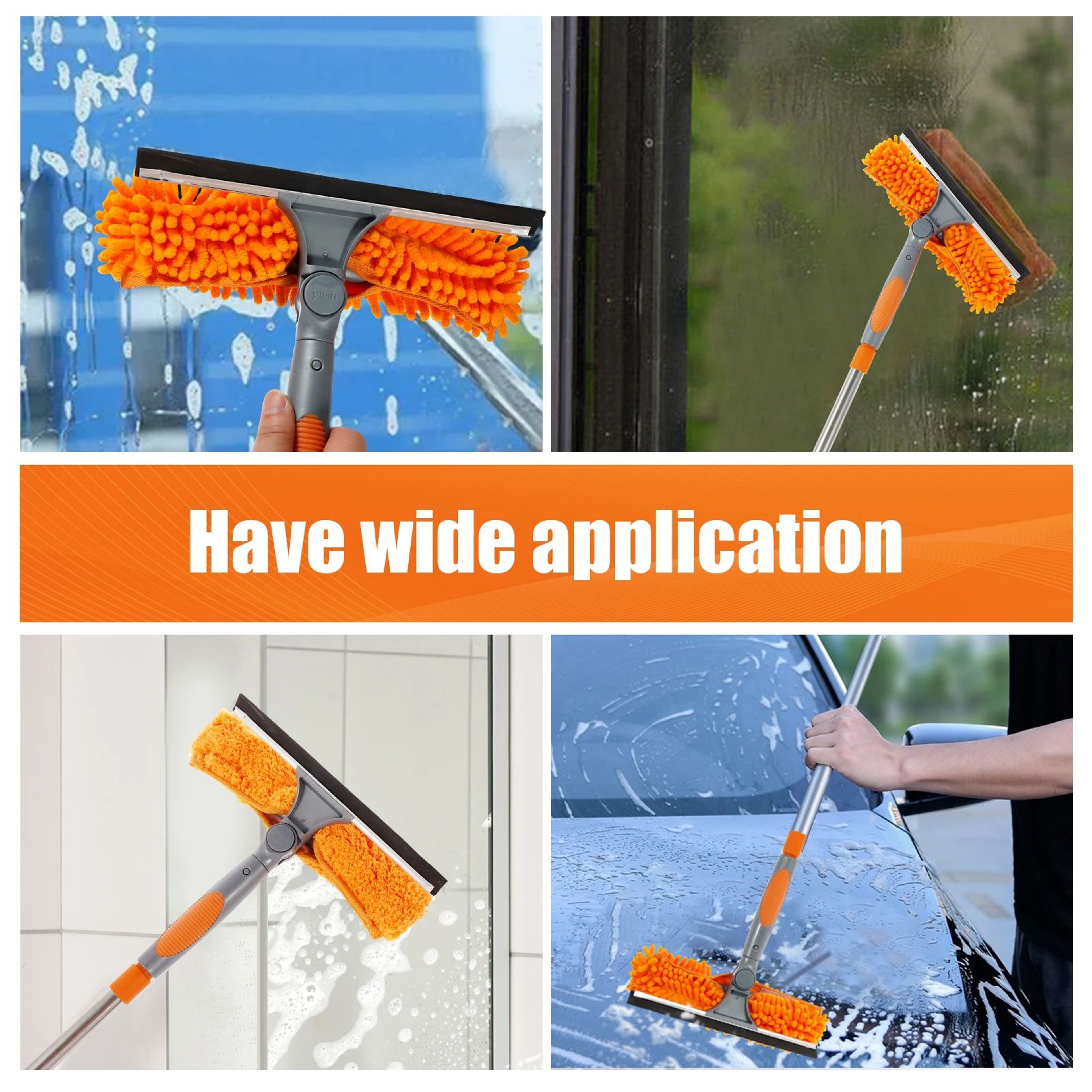 ExtendReach Pro 2in1 Telescopic Window Cleaning Kit With DoubleSided Squeegee 3