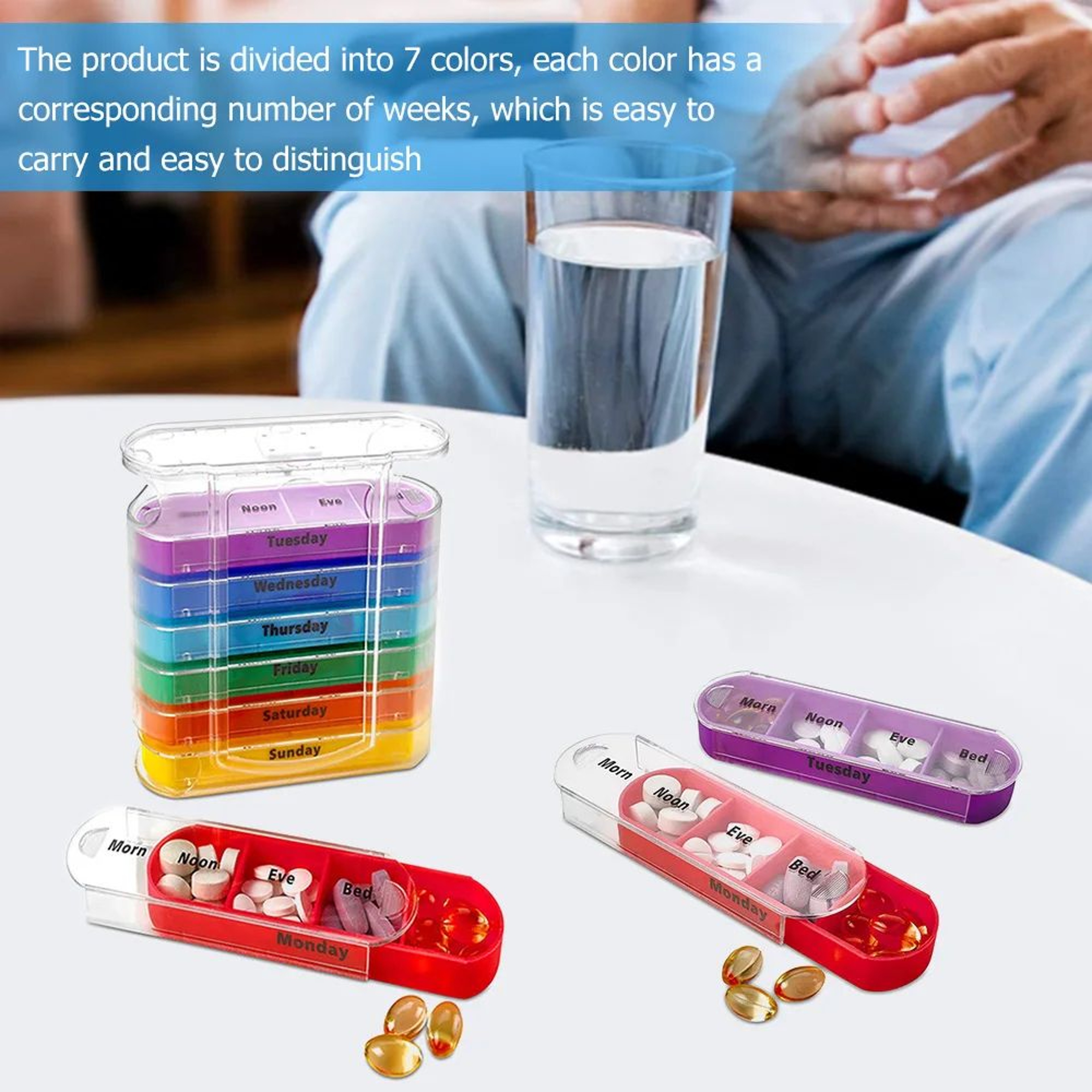 728 Day Pill Organizer With Compartments  Weekly  Monthly Medicine Storage Box For Daily Tablet Man 1