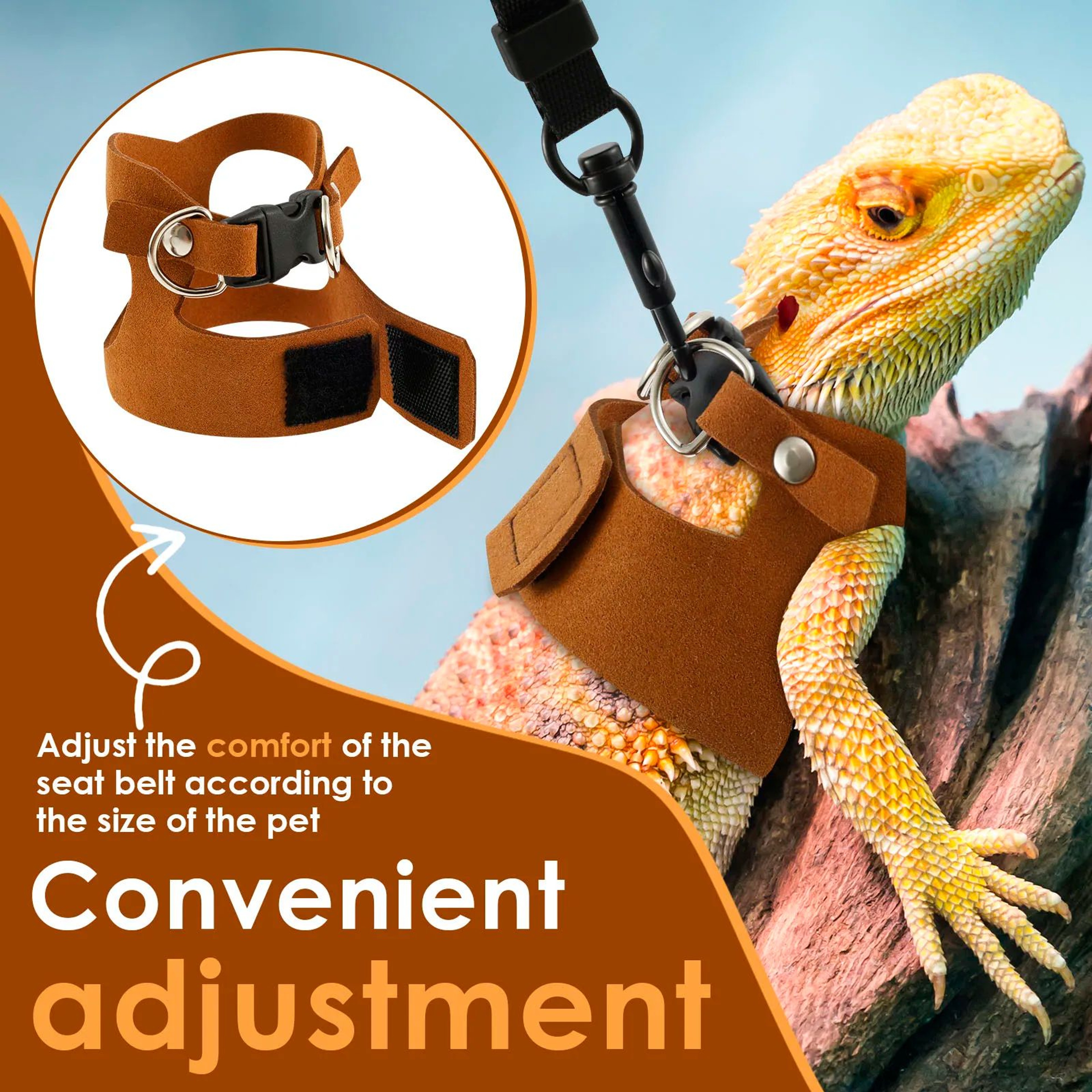 Soft Adjustable Reptile Harness  Leash Set For Bearded Dragons And Lizards 3Pack 1
