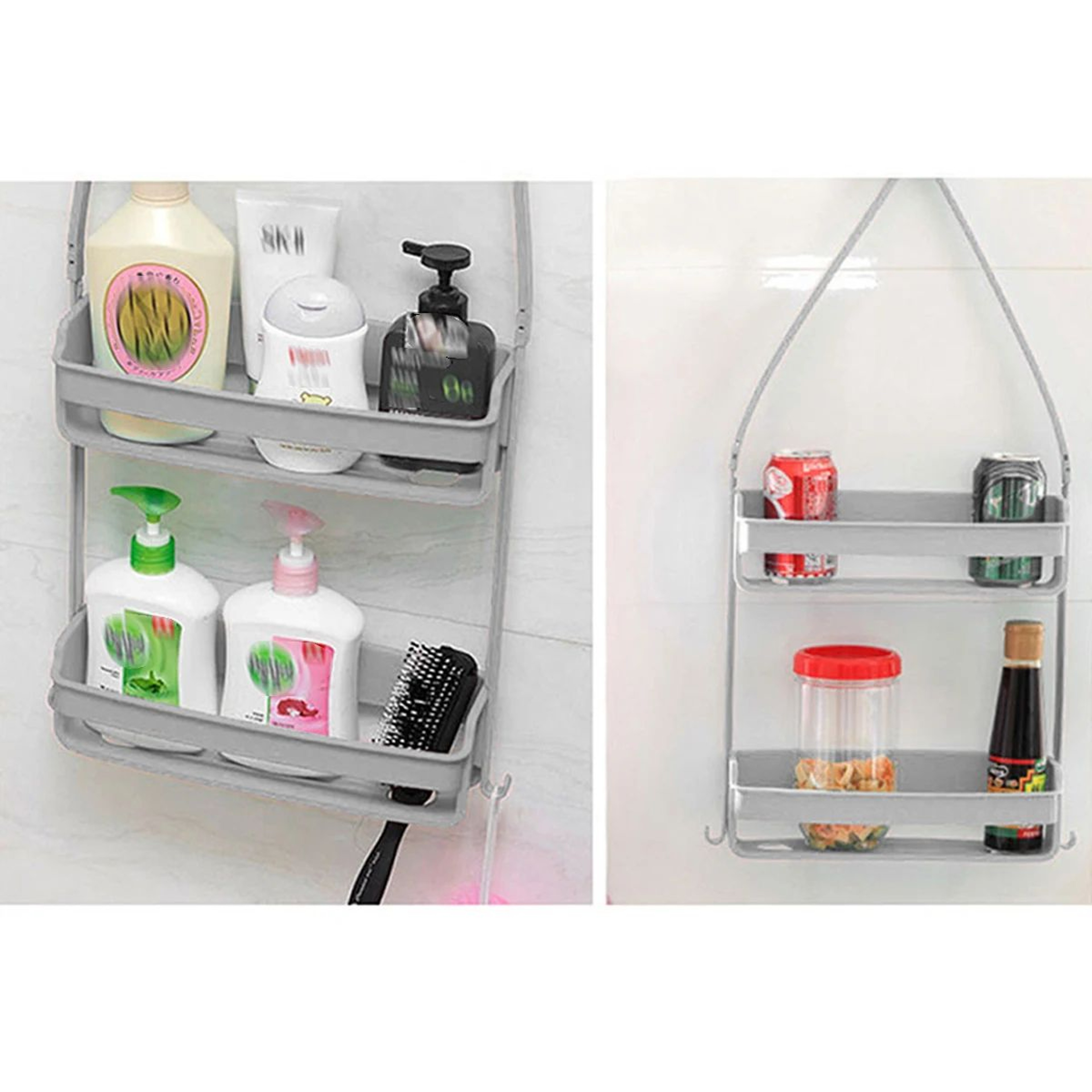 Premium SpaceSaver Hanging Bath Shelves  Bathroom Shelf Organizer NailFree Shampoo Storage Rack 4