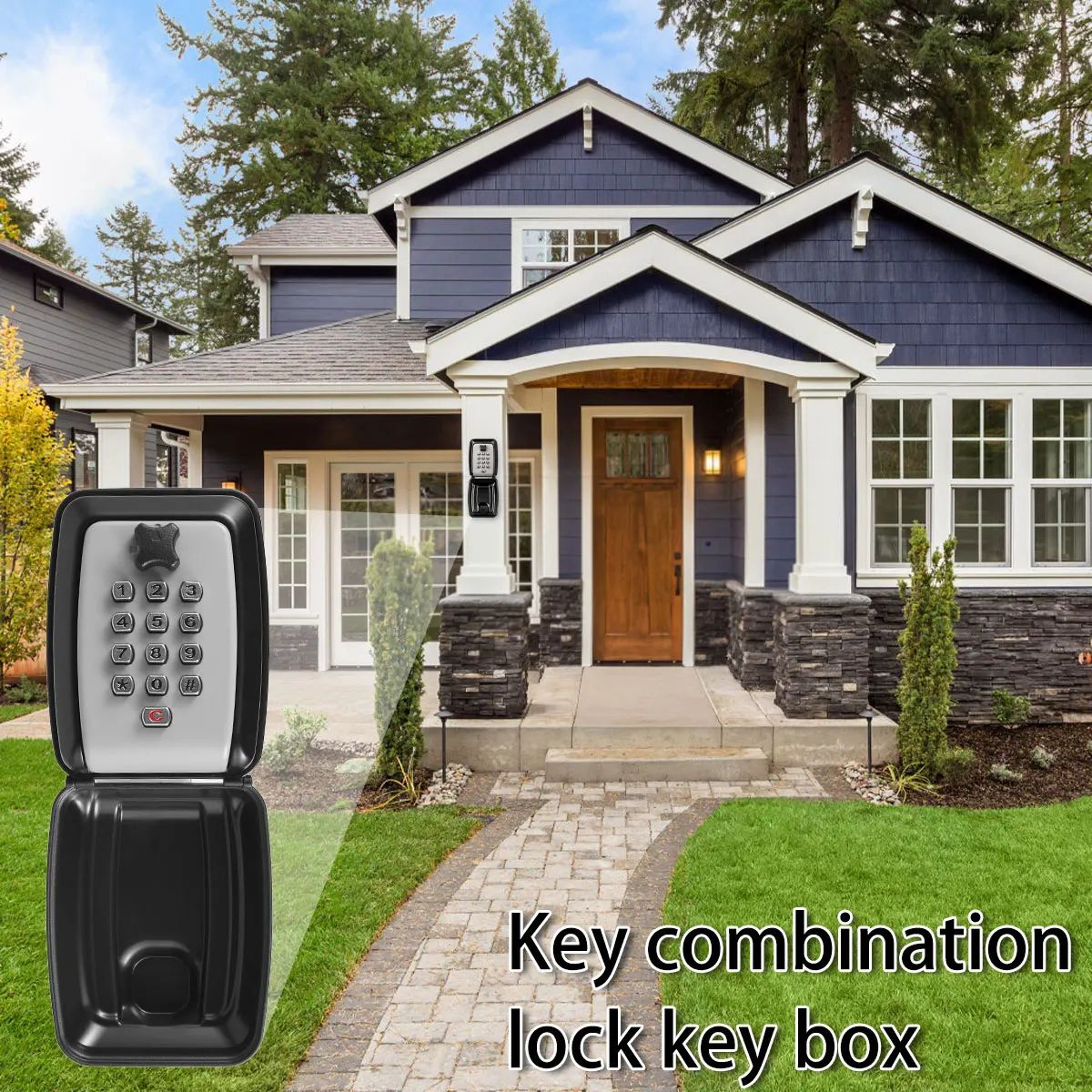 Smart 4Digit Wall Mounted Key Lock Box For Outside  Secure Outdoor Key Safe 4
