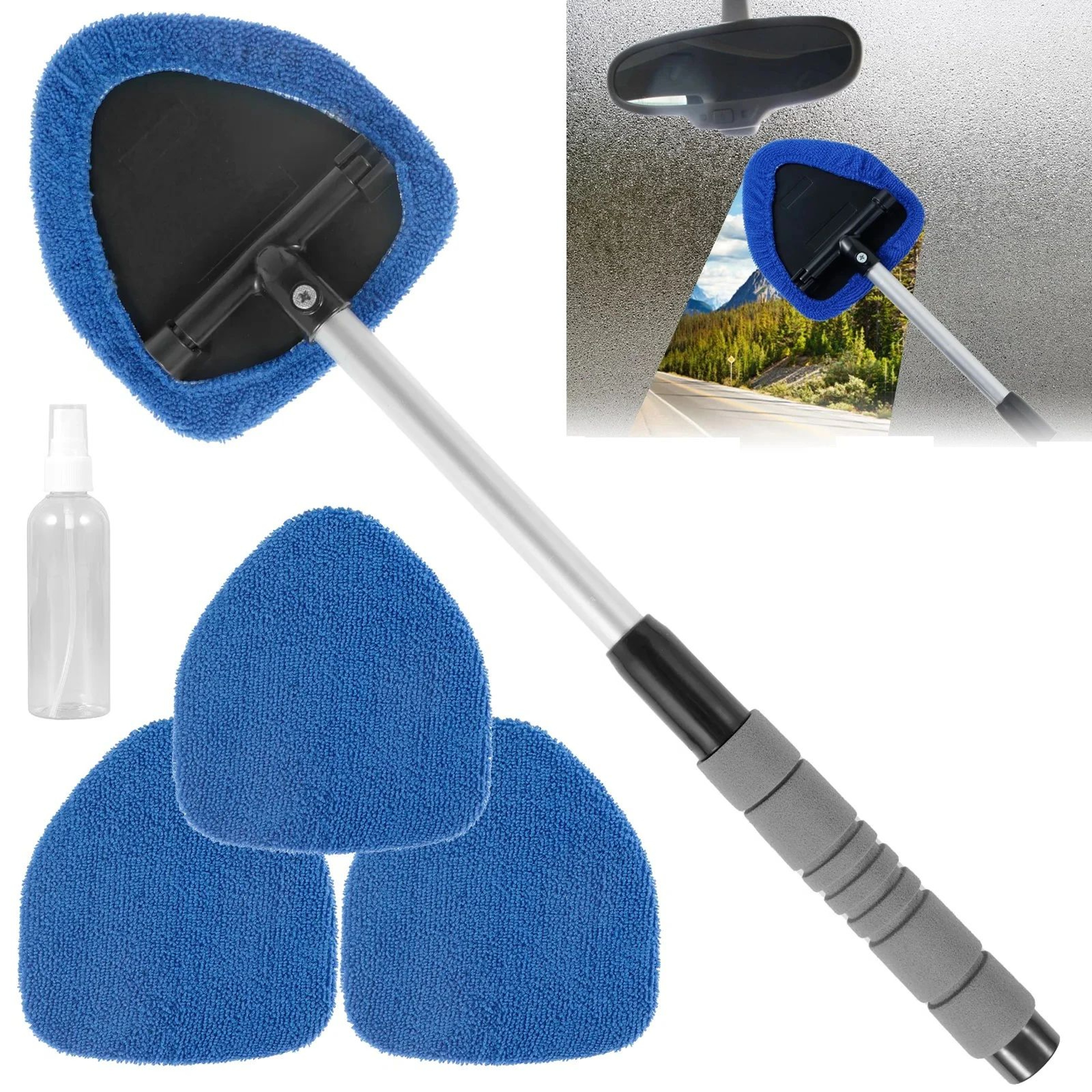 Premium Extendable Car Windshield Cleaner  Microfiber Window Cleaning Tool Kit  Washable Pads For I 0