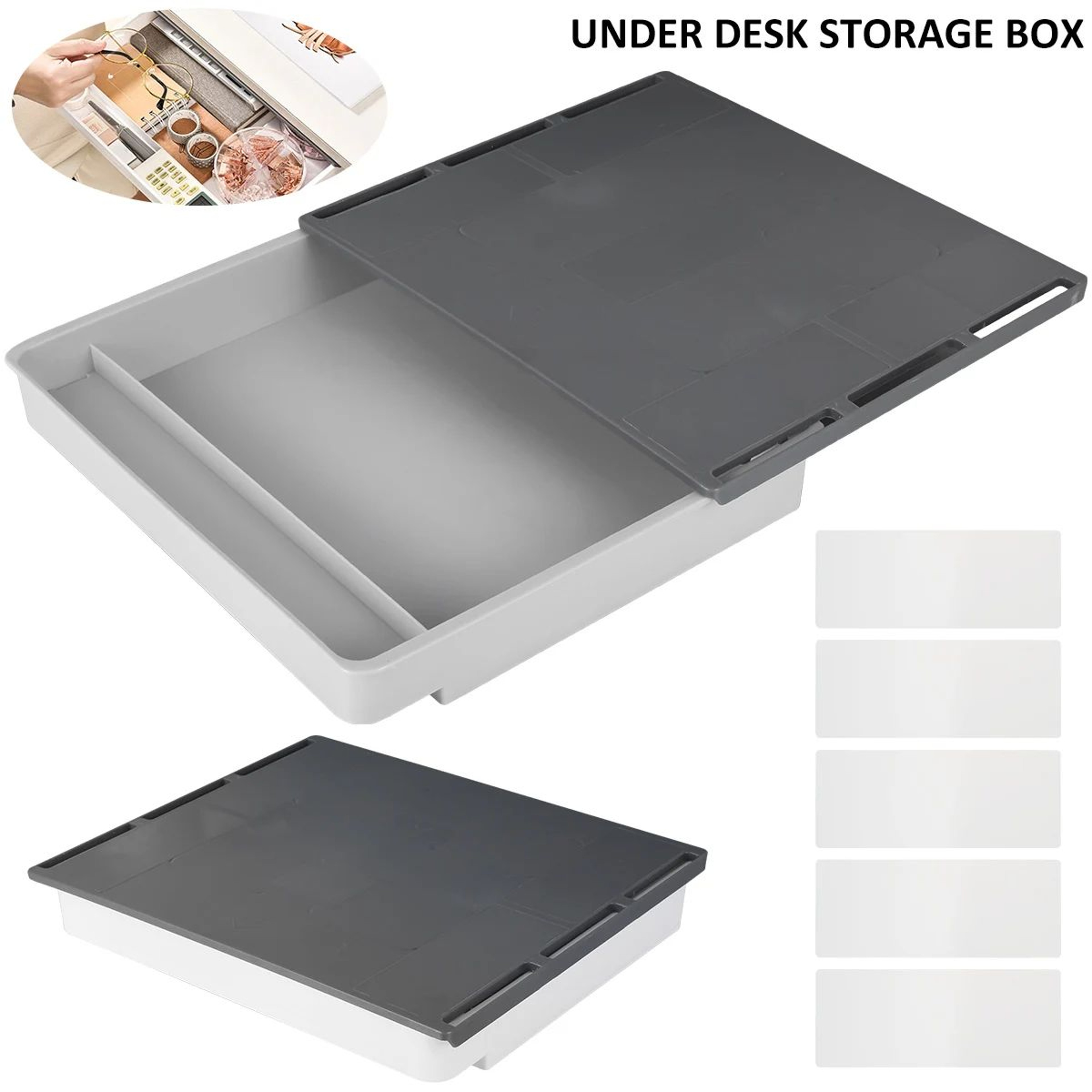 Ultimate Under Desk Drawer Organizer  Large Capacity Hidden Storage Box  SelfAdhesive Pencil Tray F 5