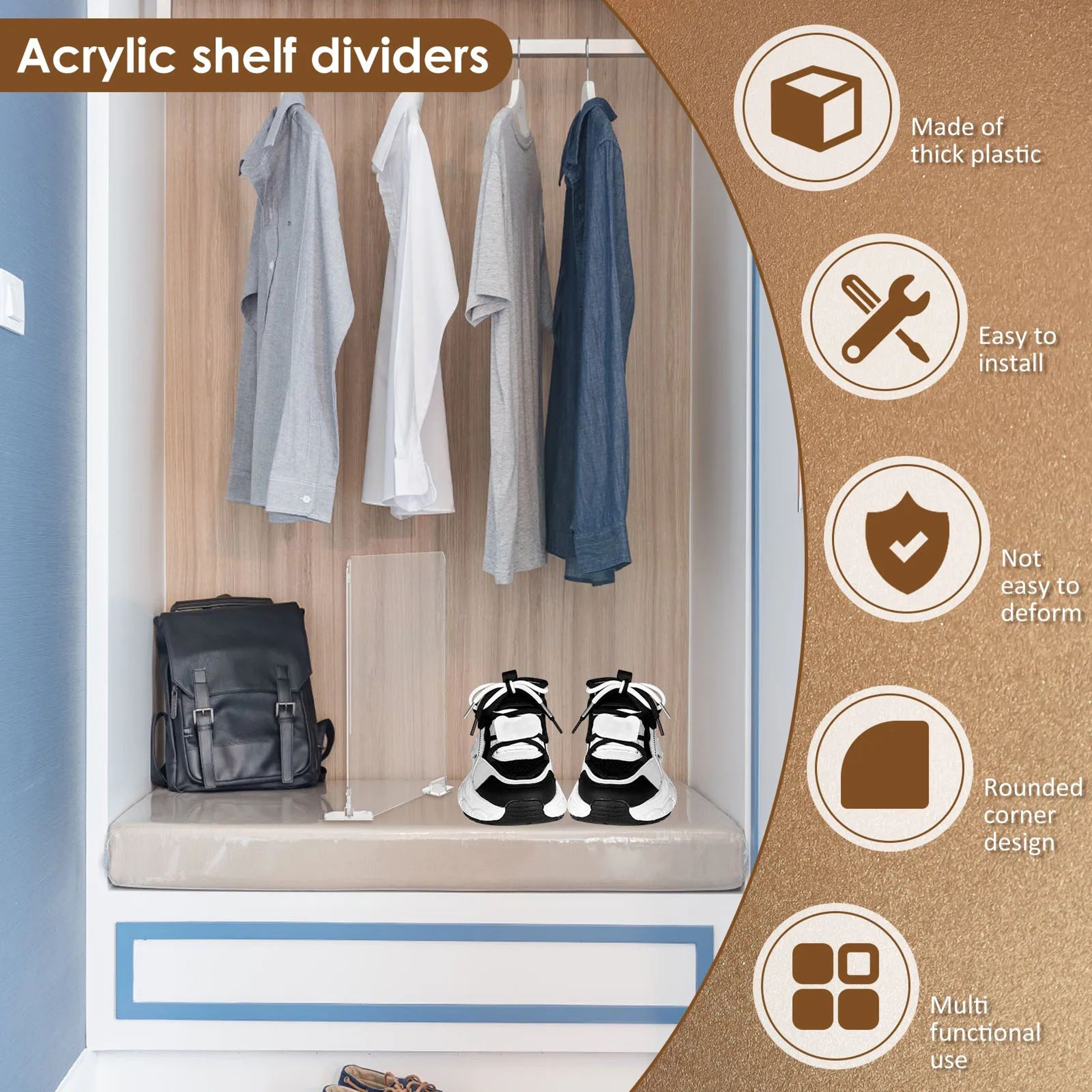 Premium Clear Closet Shelf Dividers  SelfAdhesive Acrylic Storage Organizer For Wardrobe  Shelves 1