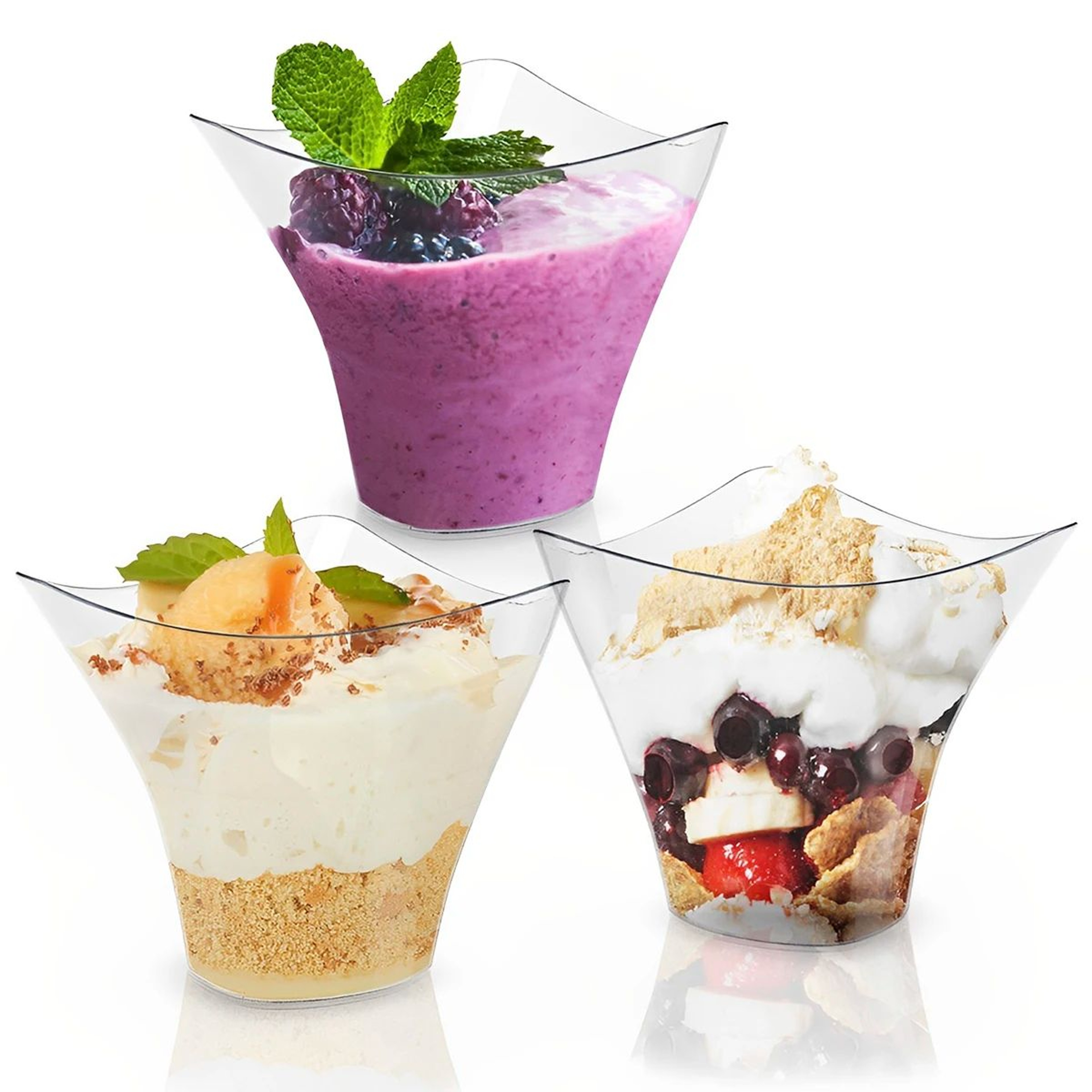 Clear Mini Dessert Cups With Spoons  Reusable Parfait  Appetizer Cups 50Pack 3