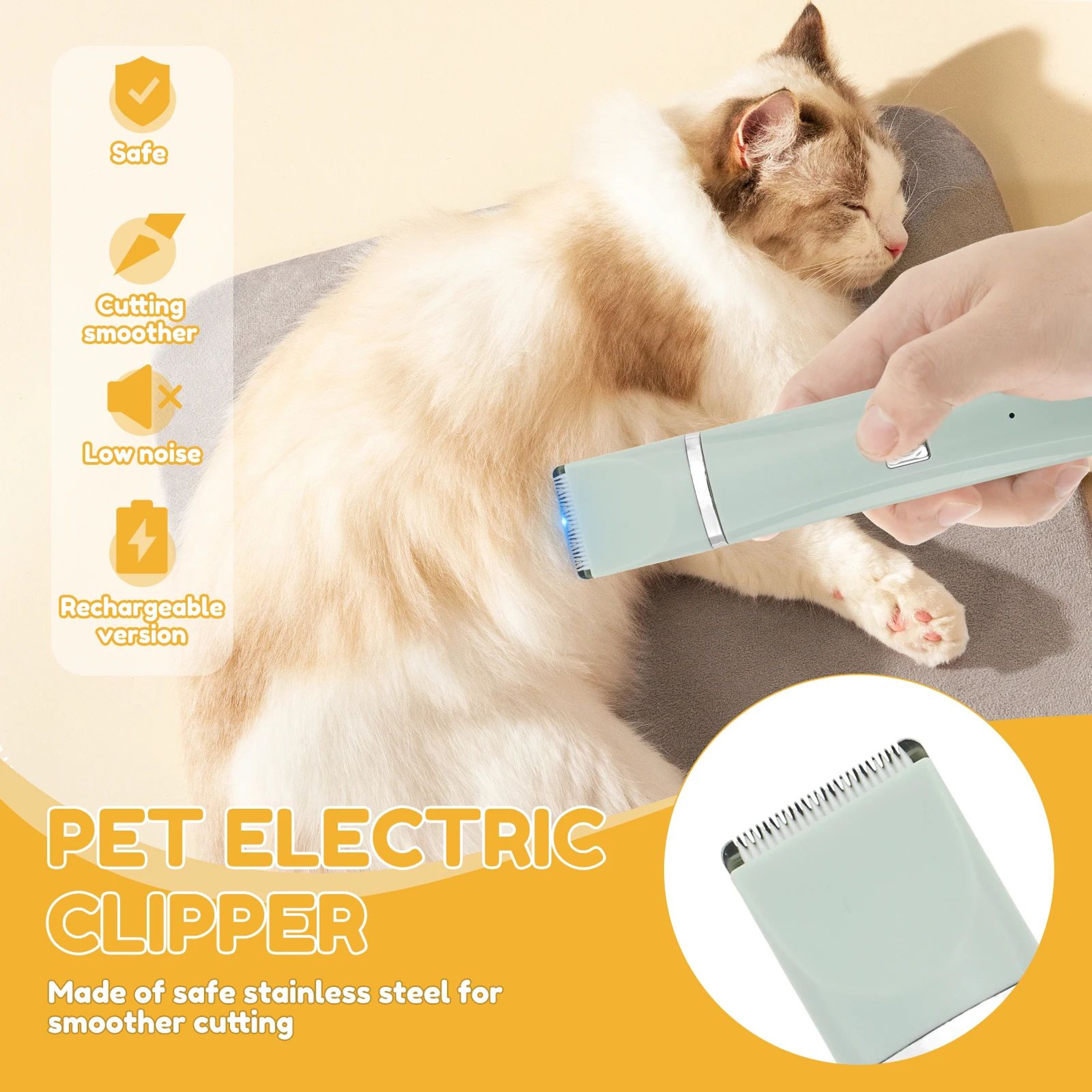 Professional Rechargeable Dog Hair Clipper  Pet Grooming Clippers  LowNoise 2Speed Cordless Trimmer 1