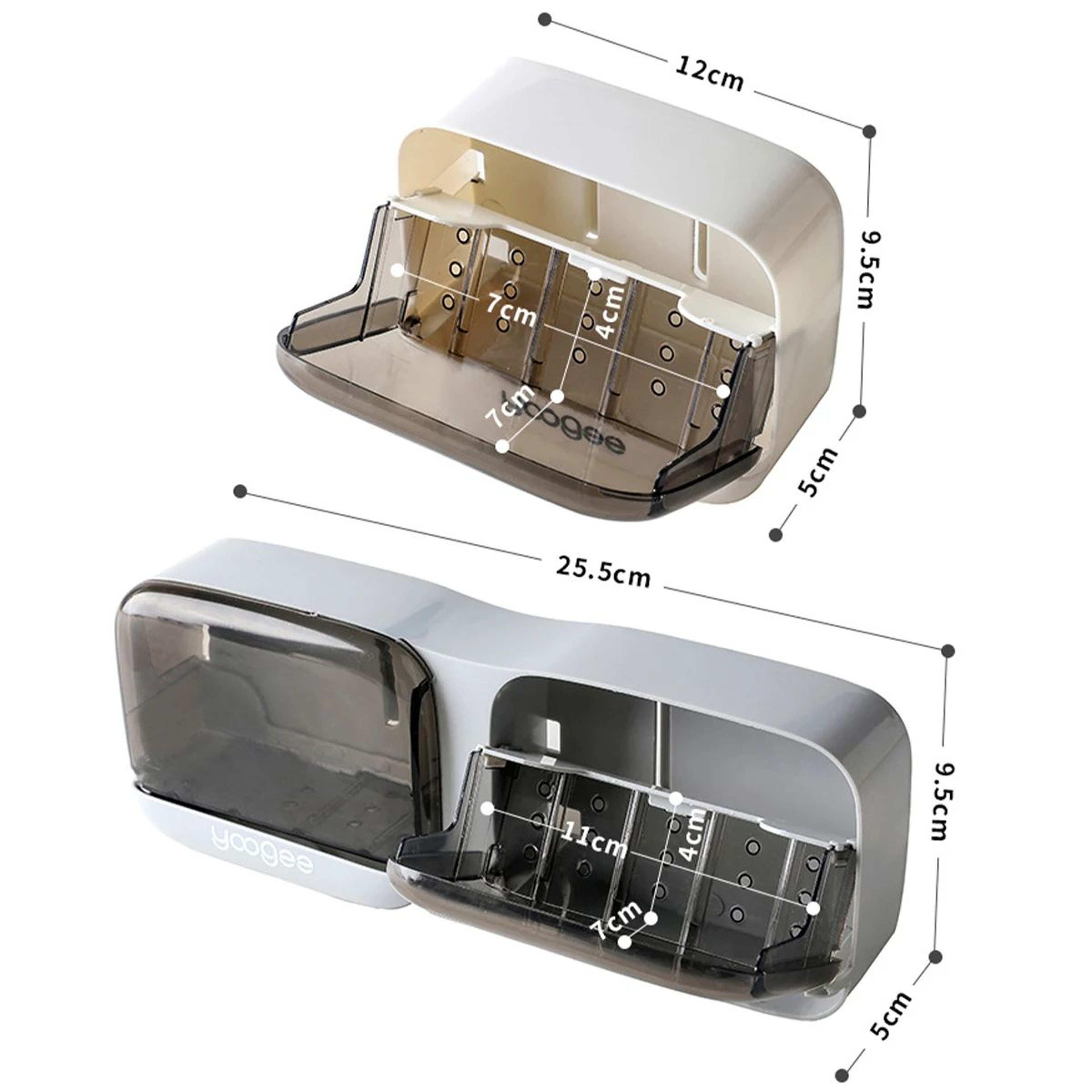 FlipLid Wall Mounted Soap Holder With Drain Tray SelfAdhesive Soap Dish Organizer 5