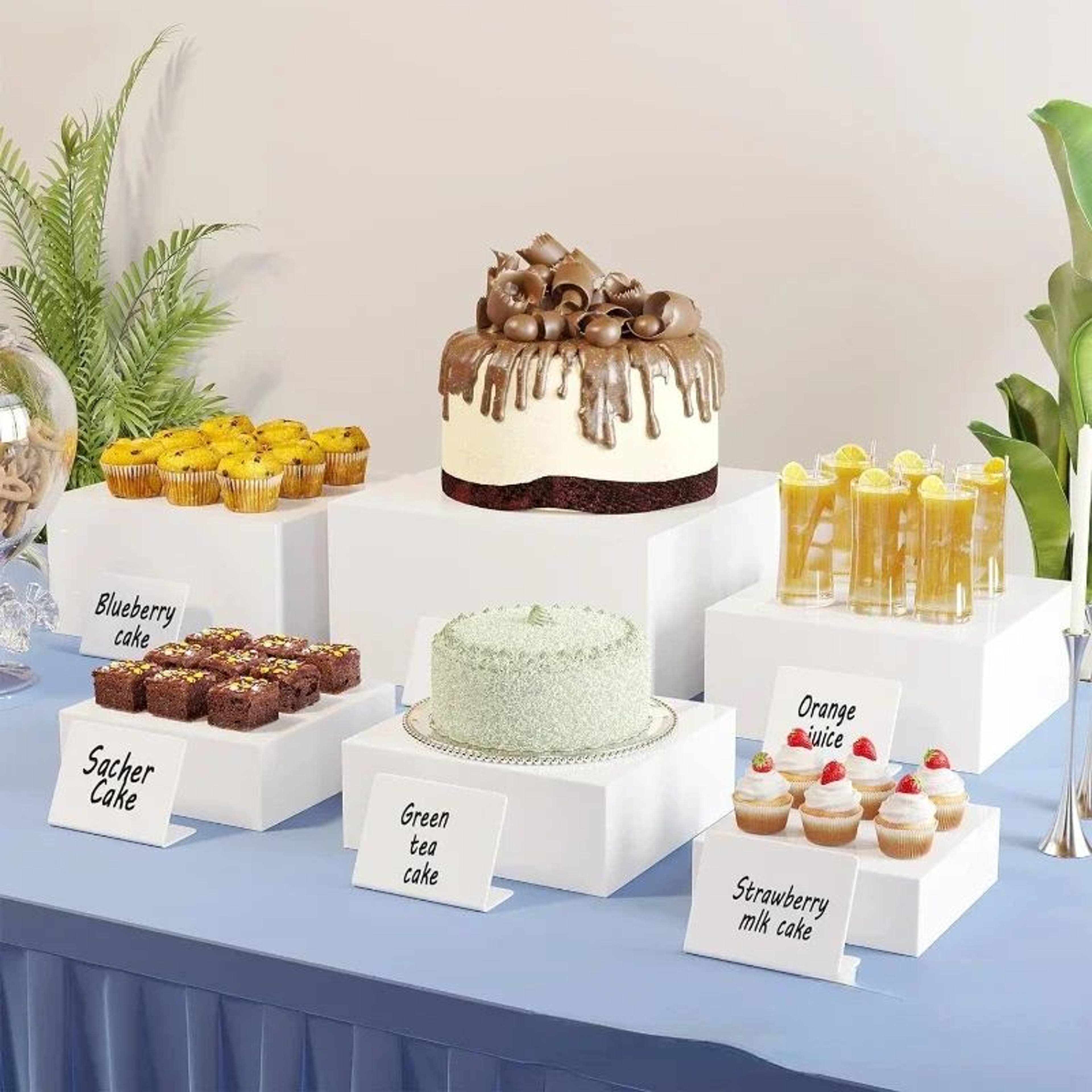 6Piece Stackable Acrylic Buffet Risers Set For Dessert  Cake Displays White 1