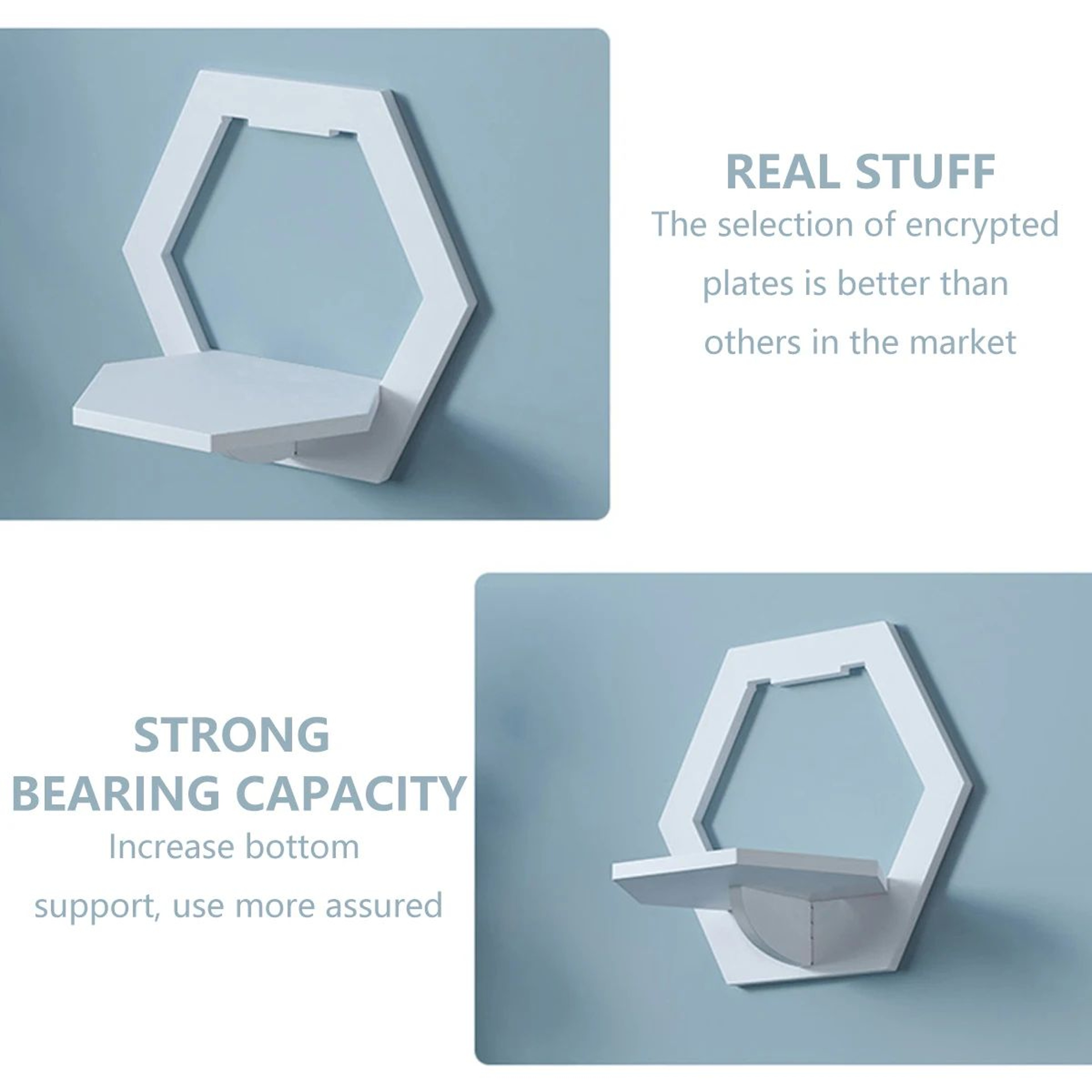 PunchFree Hexagon Wall Shelves Set 3 Or 6 Wall Mounted Plant  Decor Display 3