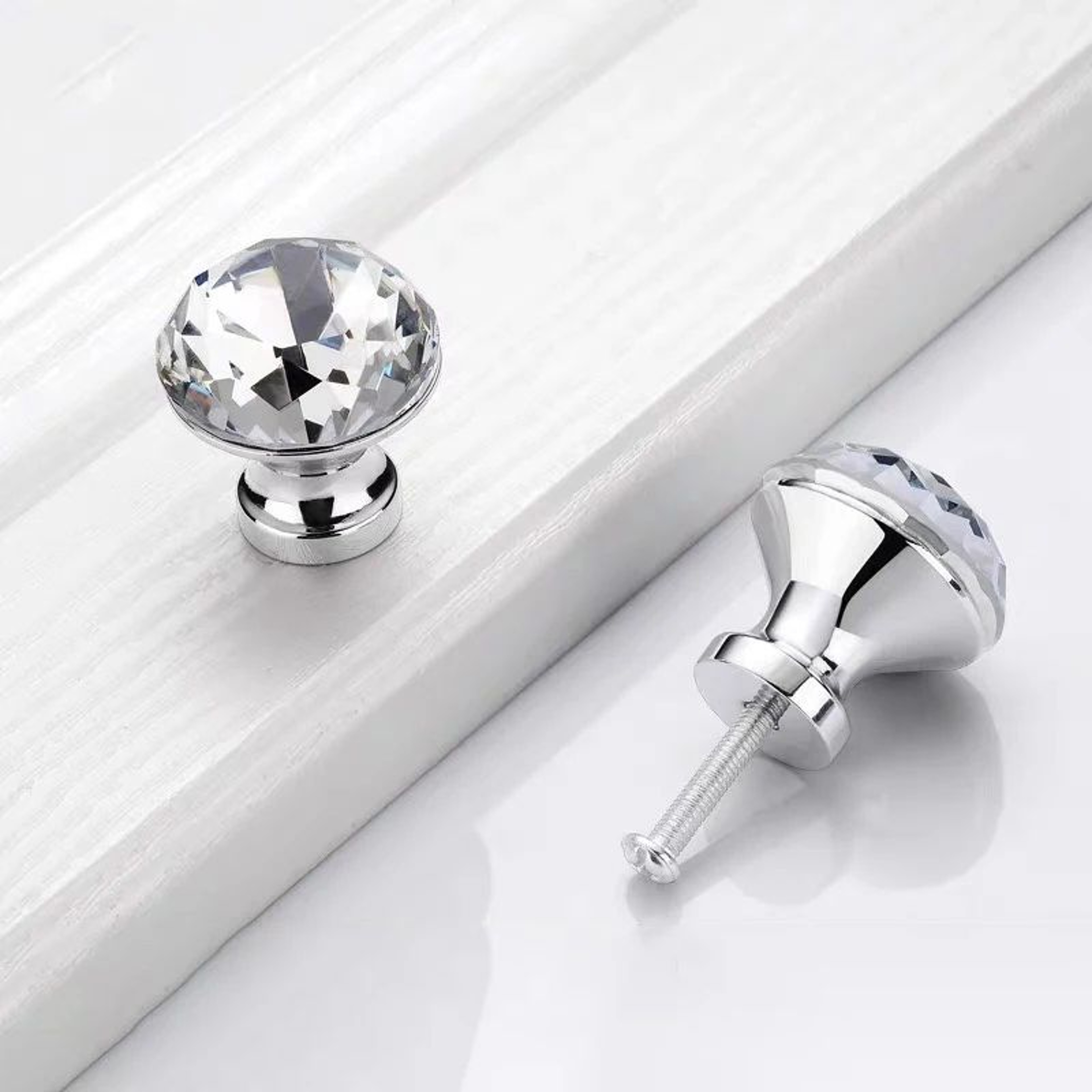 Crystal Glass Cabinet Knobs Set Of 16  Diamond Cut Decorative Furniture Handles For Cabinets  Dress 3