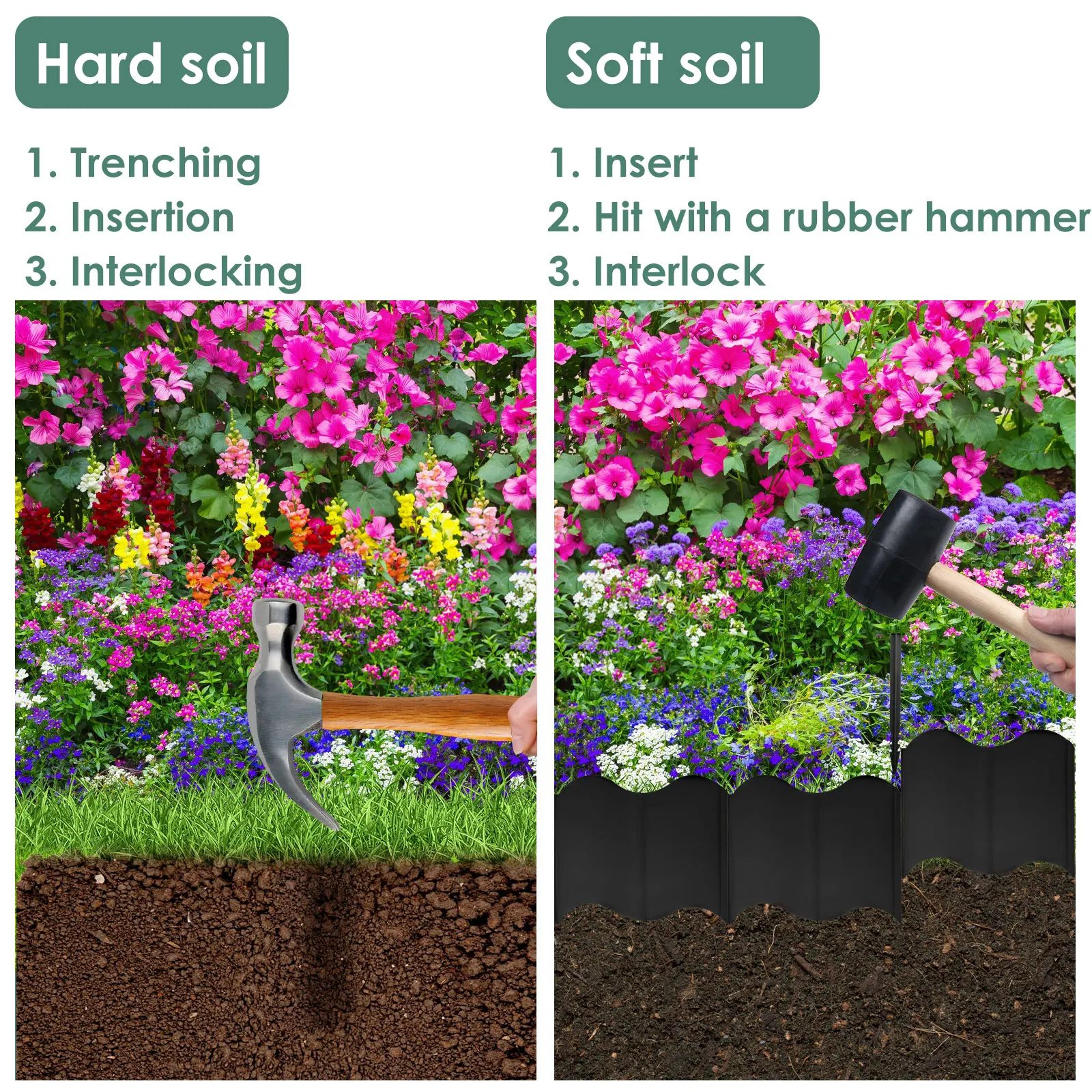 3m Decorative Garden Edging Fence Set PP Plastic  Lawn  Flower Bed Border Stakes 1