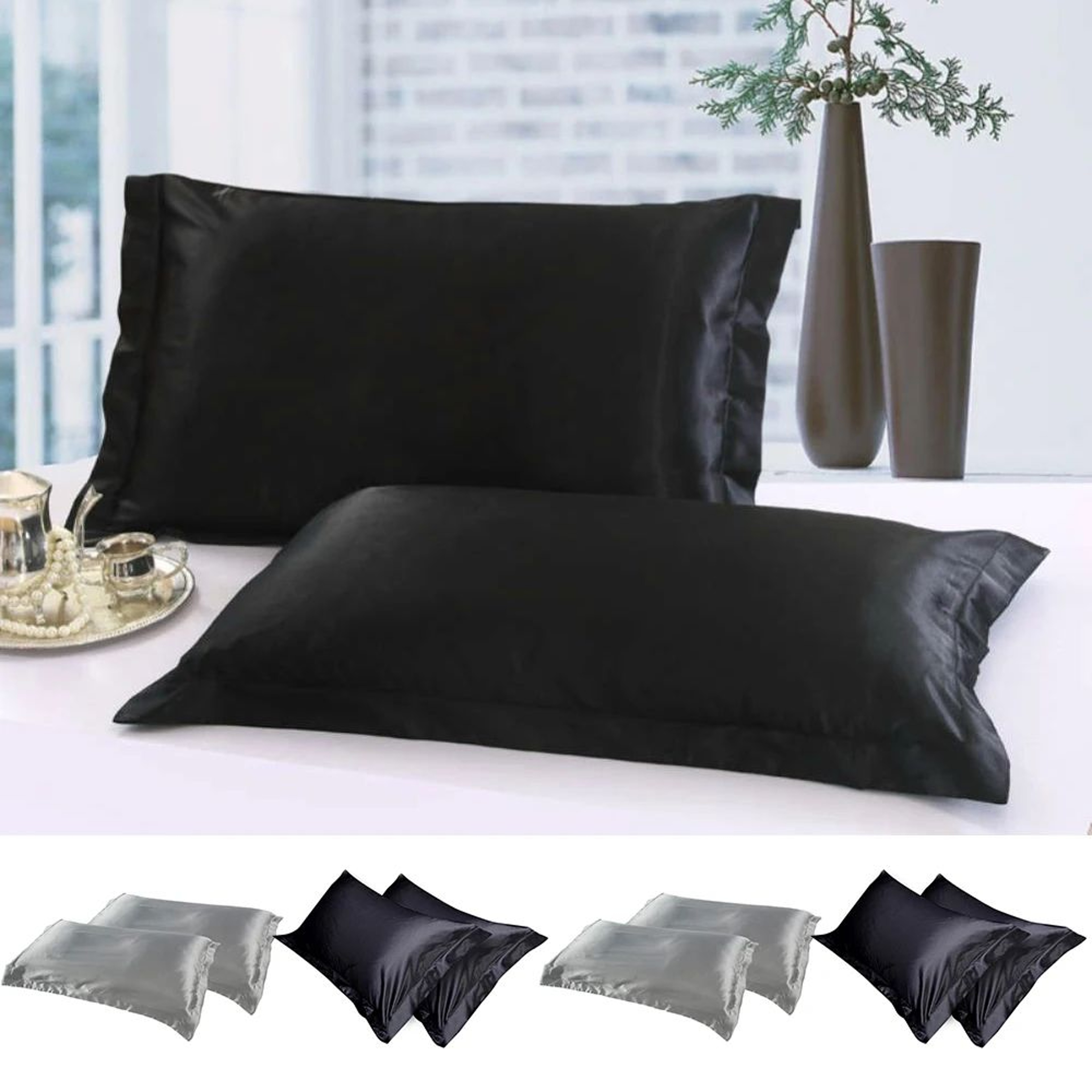 Luxury 100 Pure Mulberry Silk Pillowcases 2Pack  Standard Size 19 X 29 Inches 2