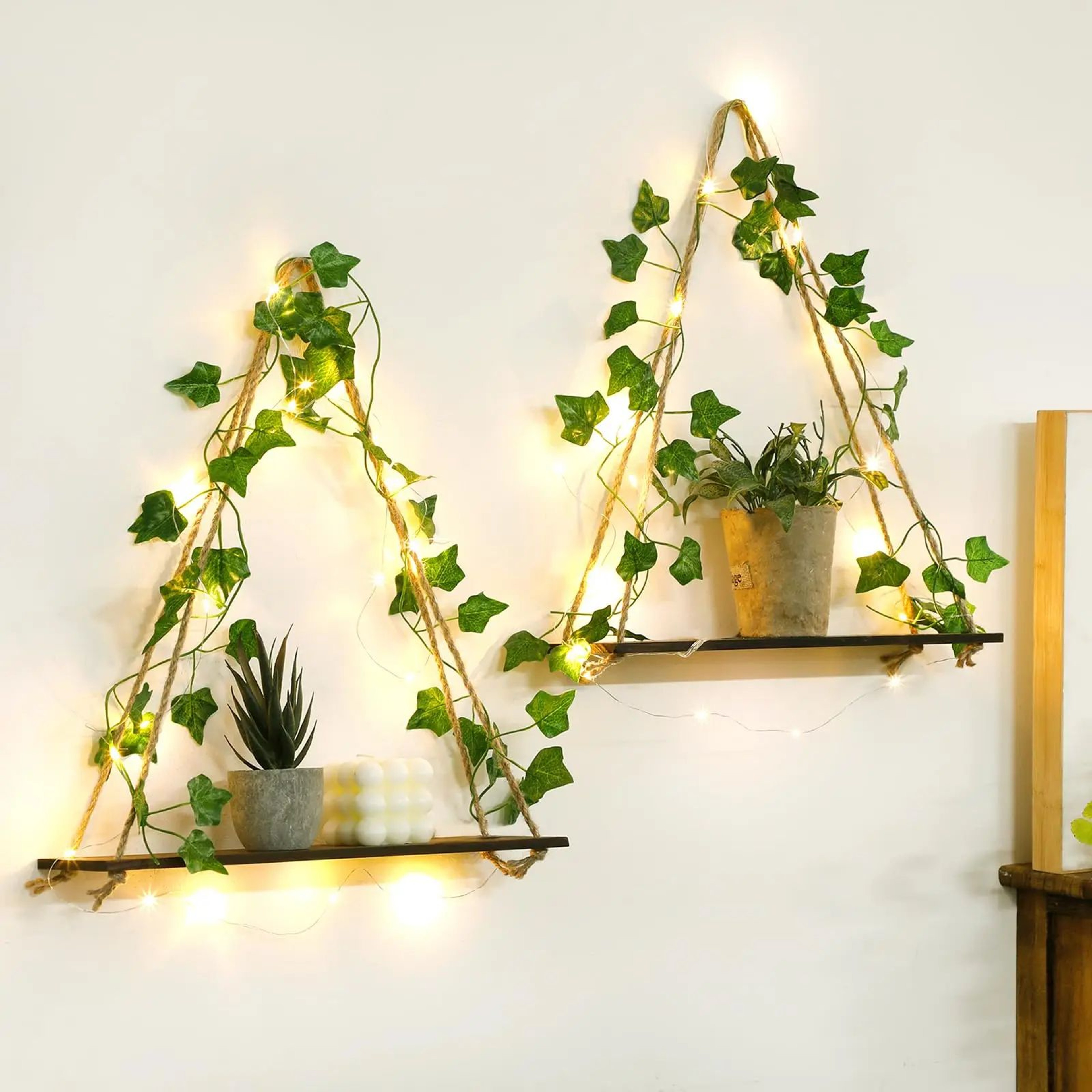Boho Macrame Wall Hanging Shelf  Floating Wooden Decor Shelf For Bedroom  Living Room 3
