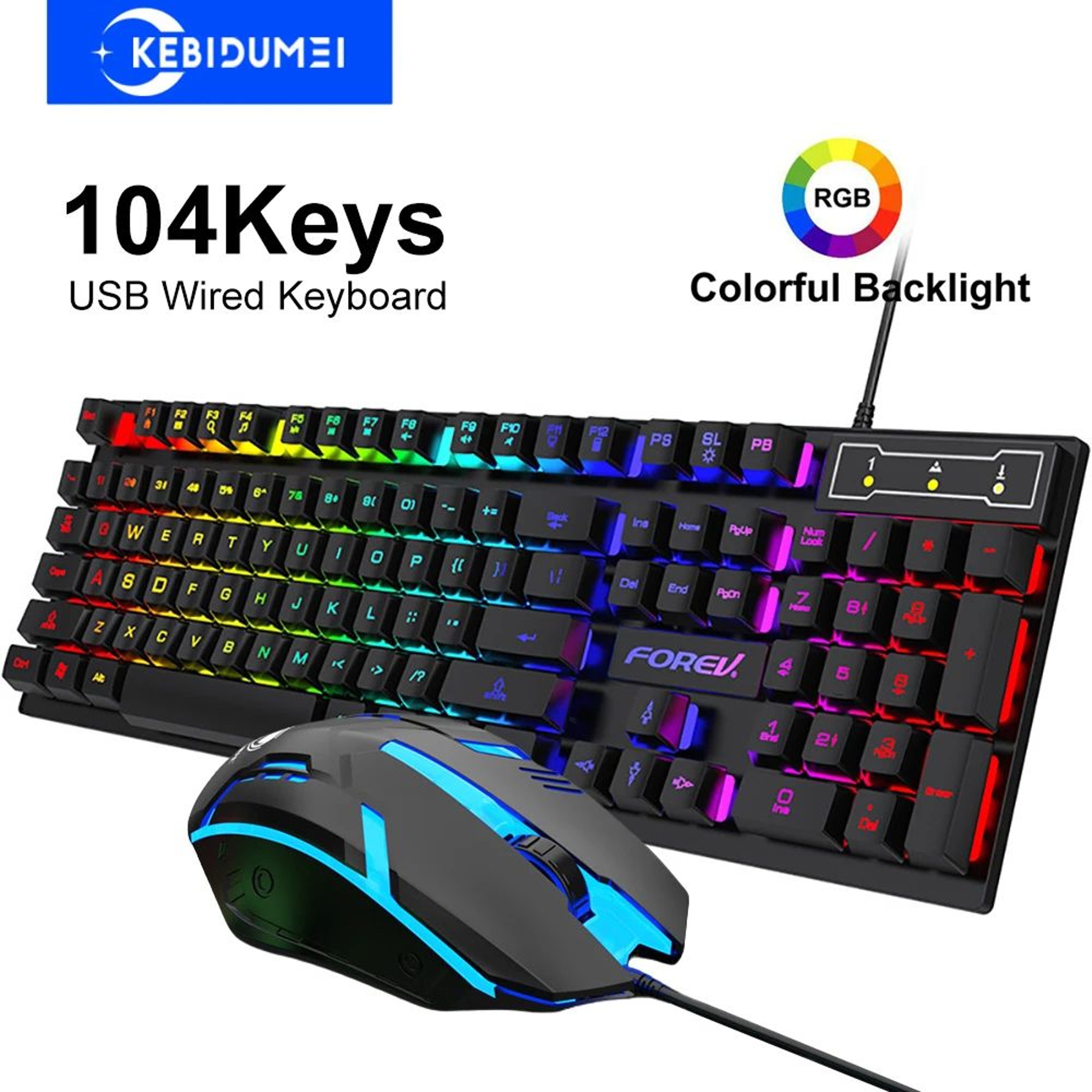 Ultimate RGB USB Wired Keyboard  104Key Mechanical Feel Gaming Keyboard 8