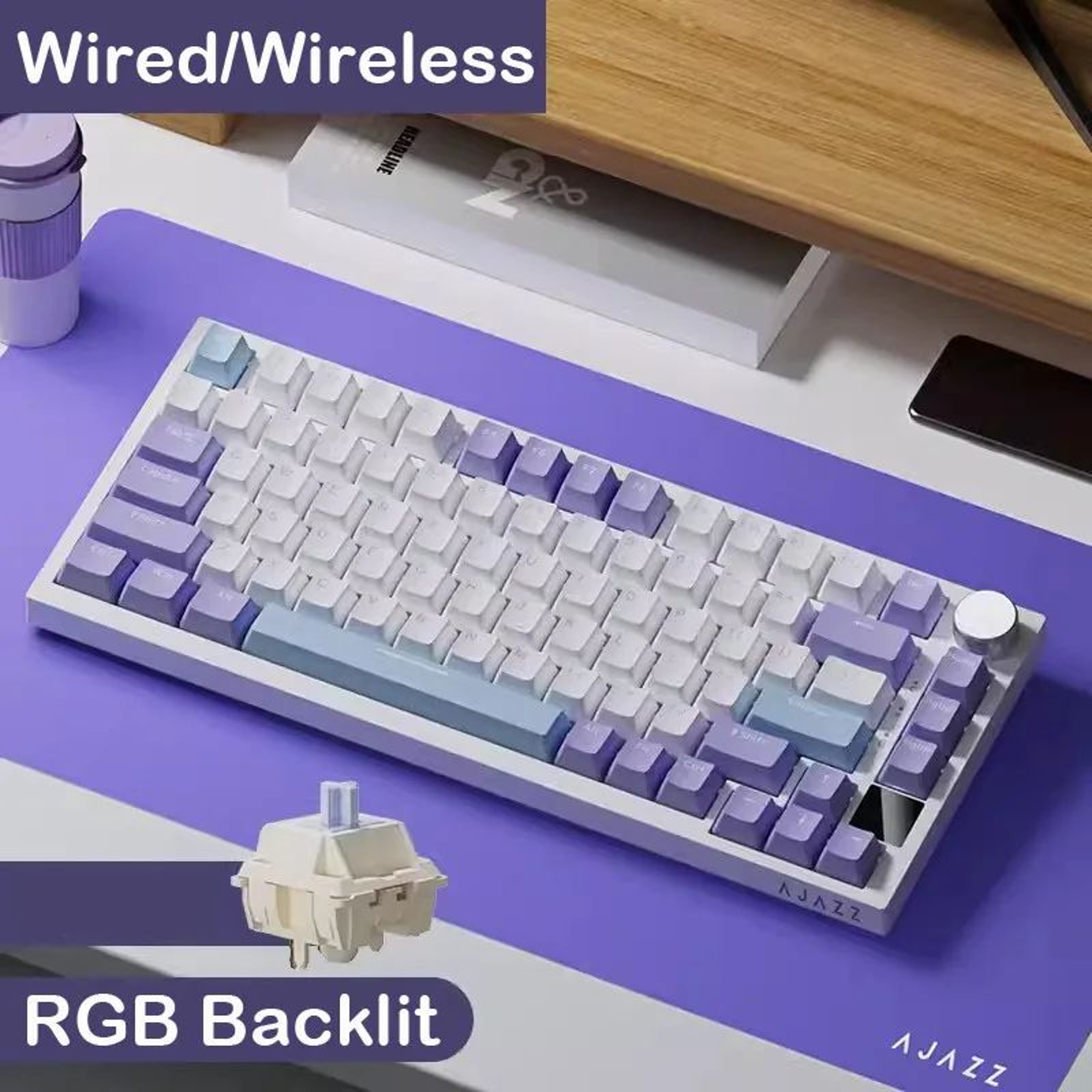 AJAZZ AK820 70 HotSwappable Mechanical Keyboard With RGB  TriMode Wireless 2