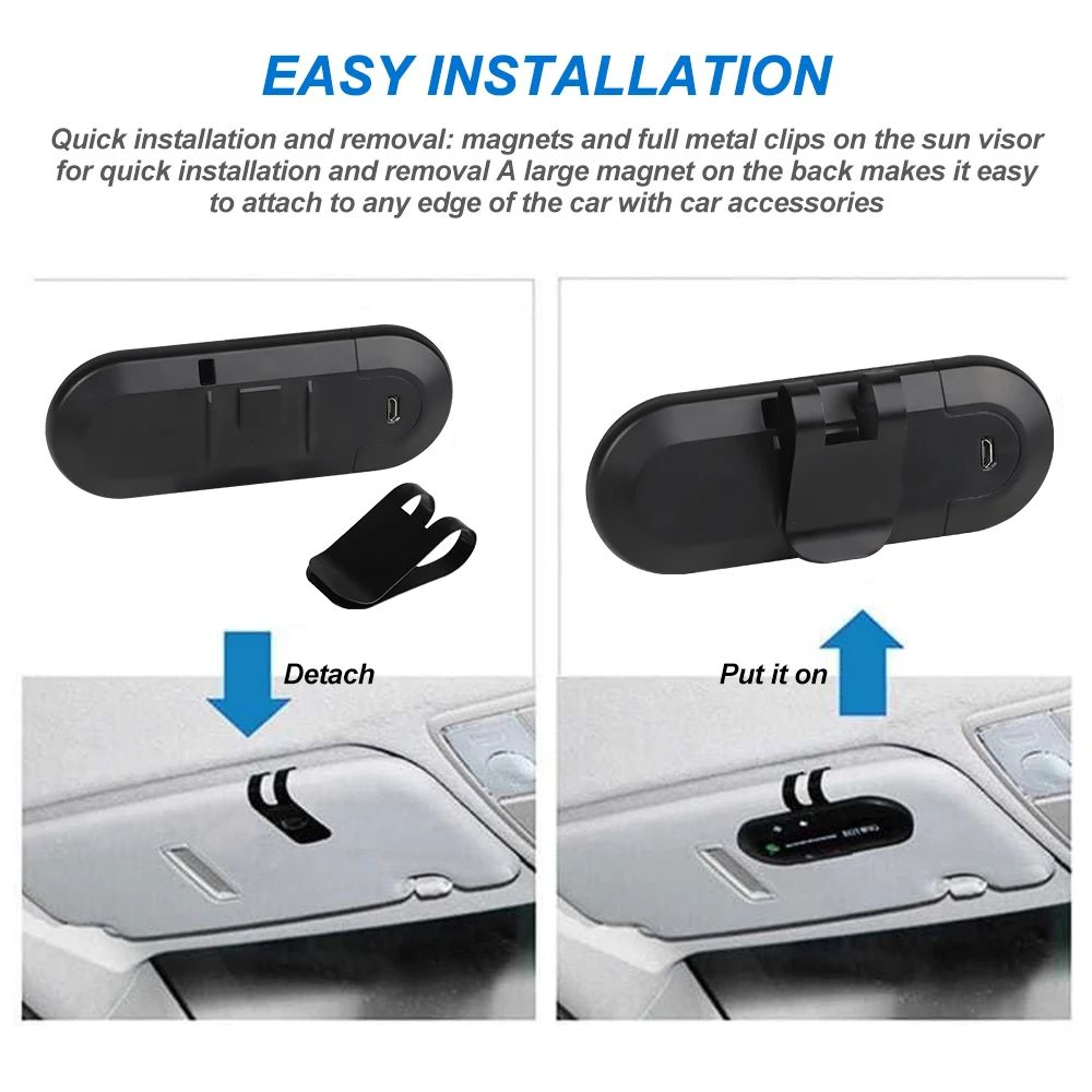 Premium Sun Visor Bluetooth Car Speaker HandsFree Kit  Wireless Audio Receiver  Speakerphone For Sa 5