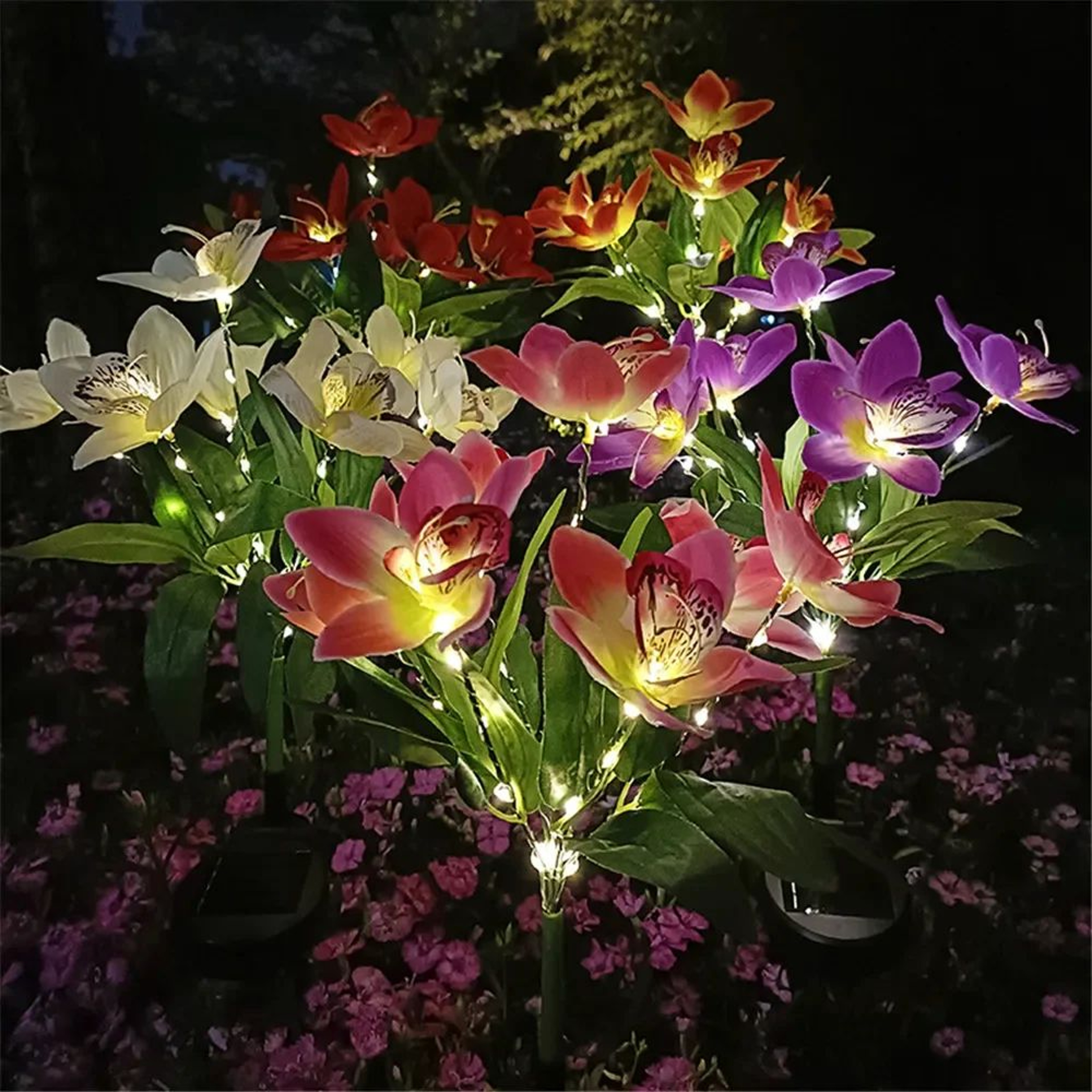 Solar Garden Orchid Lights Outdoor Lamp  Solar Simulation Flower Decor 5
