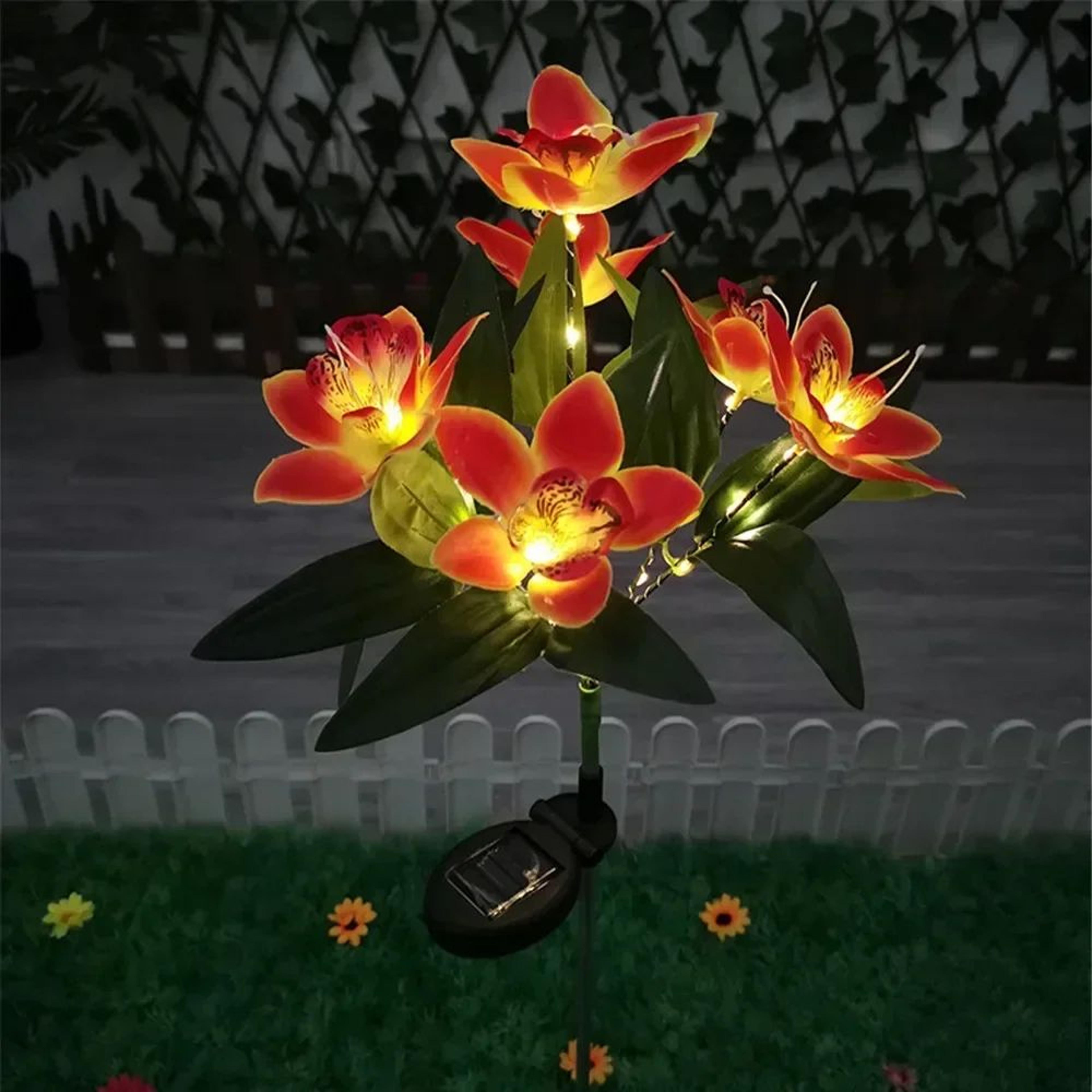 Solar Garden Orchid Lights Outdoor Lamp  Solar Simulation Flower Decor 8
