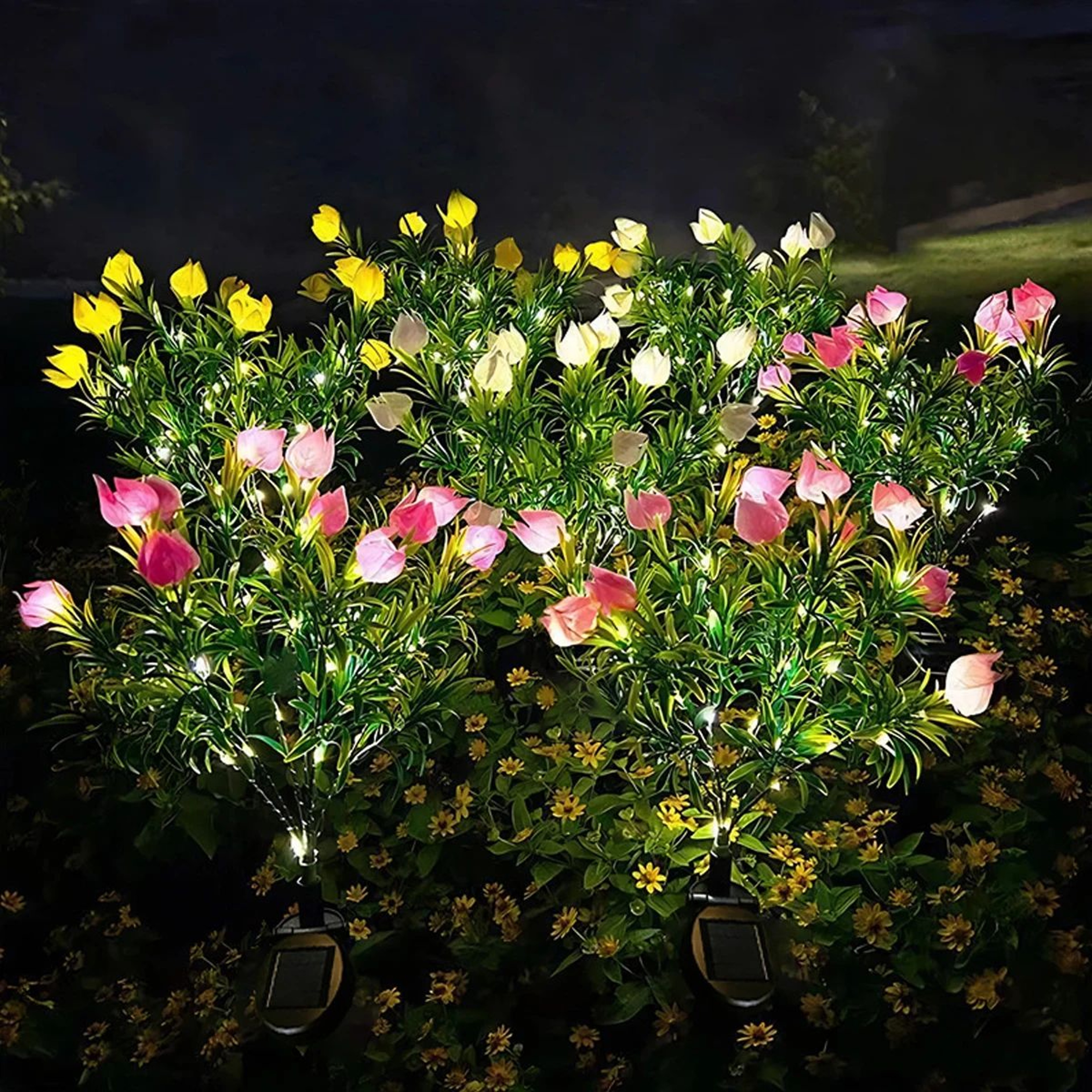 Solar Gardenia Flower Light  Warm White Outdoor Solar Garden Lamp For Lawn  Garden Decor 4