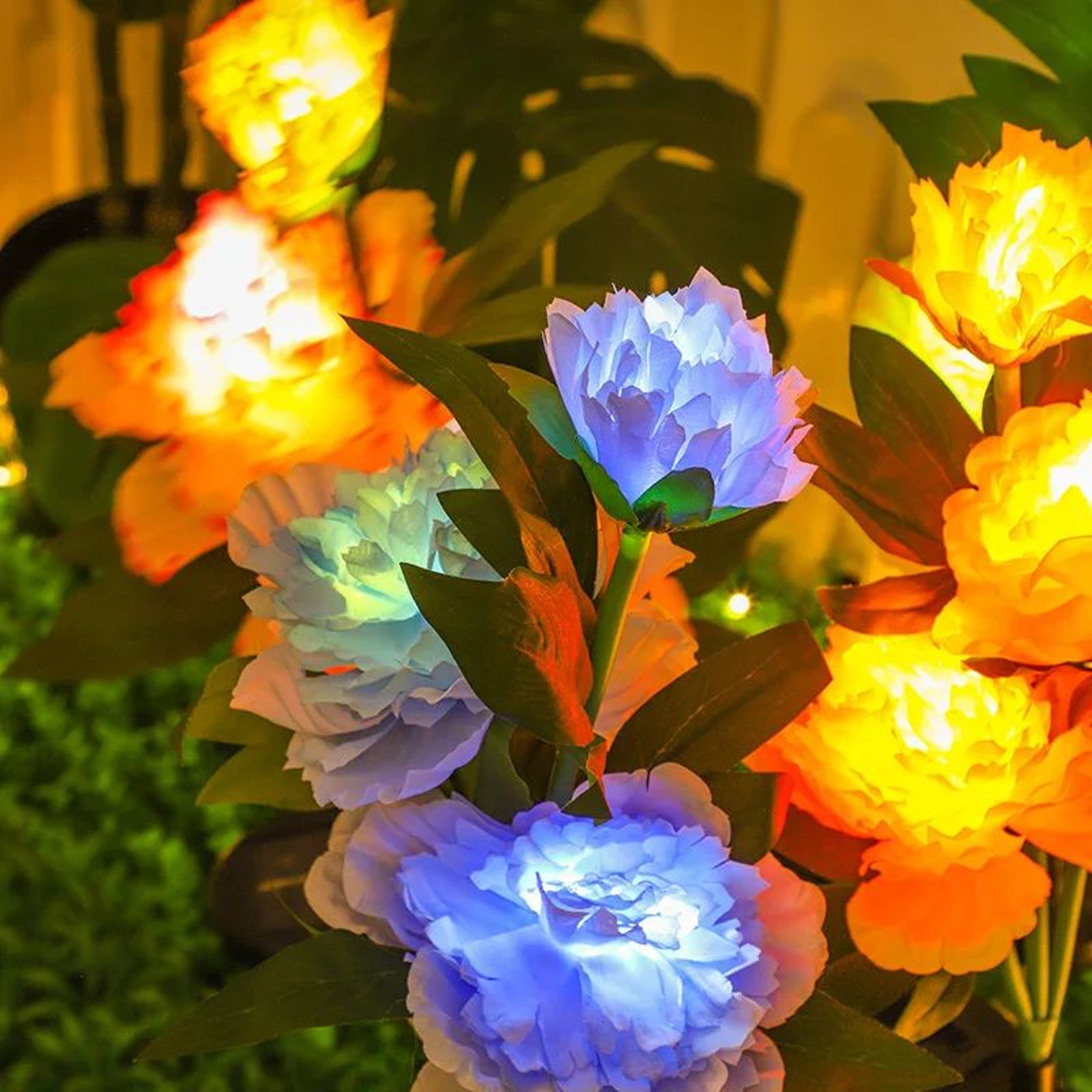 Peony Glow Solar Garden Lights 3Head Solar Garden Lights Outdoor Pathway Decor 1