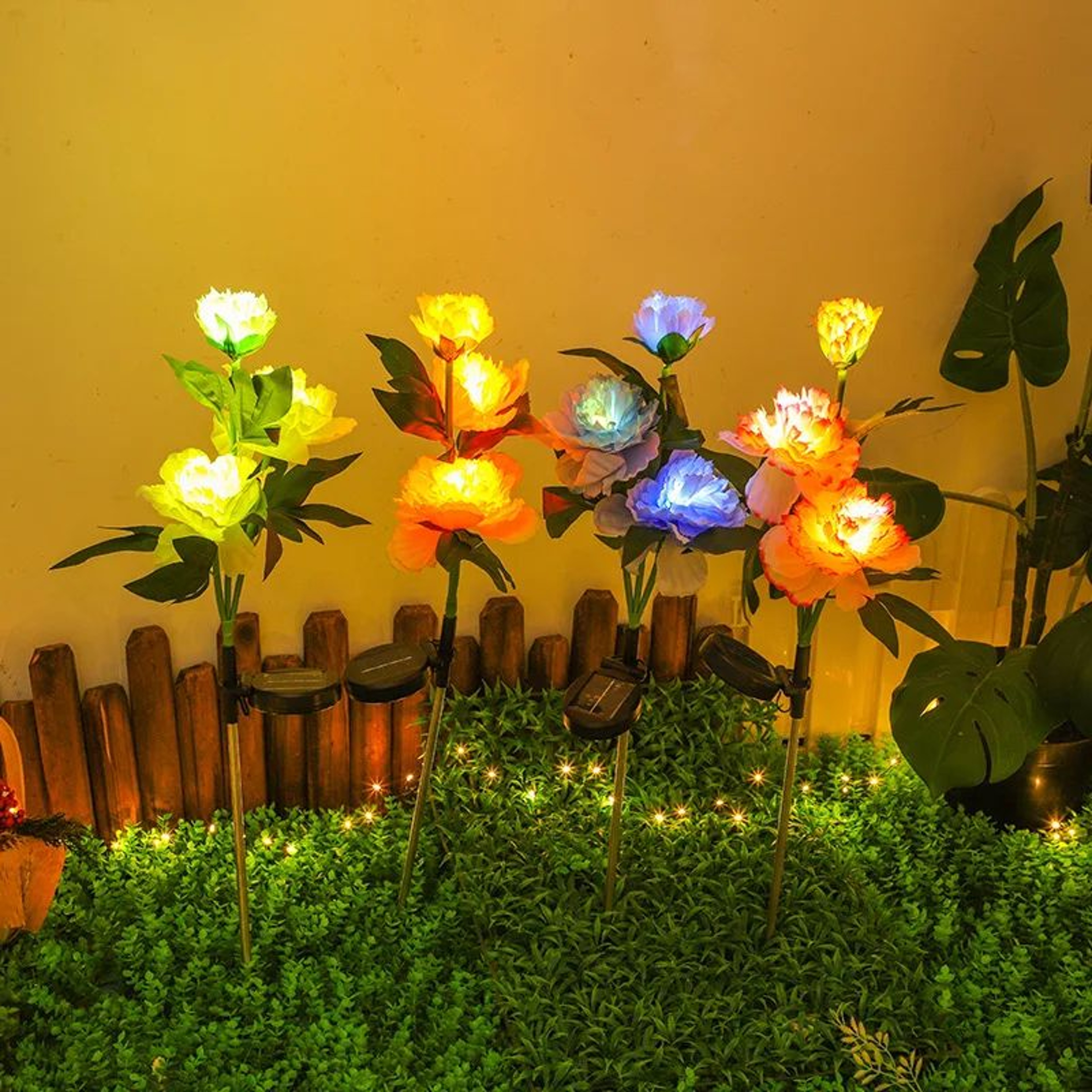 Peony Glow Solar Garden Lights 3Head Solar Garden Lights Outdoor Pathway Decor 2