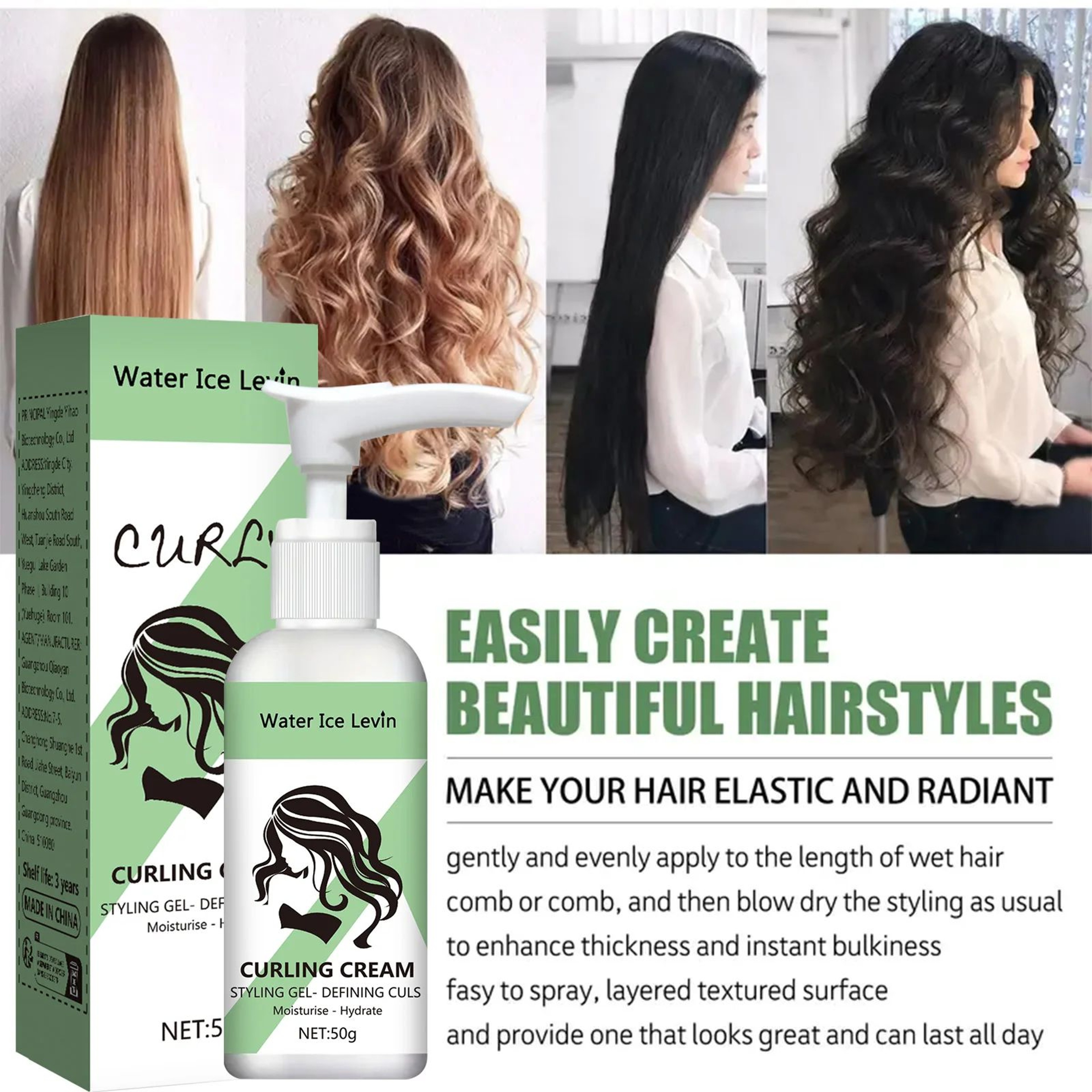 Curly Hair Styling Cream  Moisturizing Curl Defining Cream For Soft Shiny FrizzFree Curls 3
