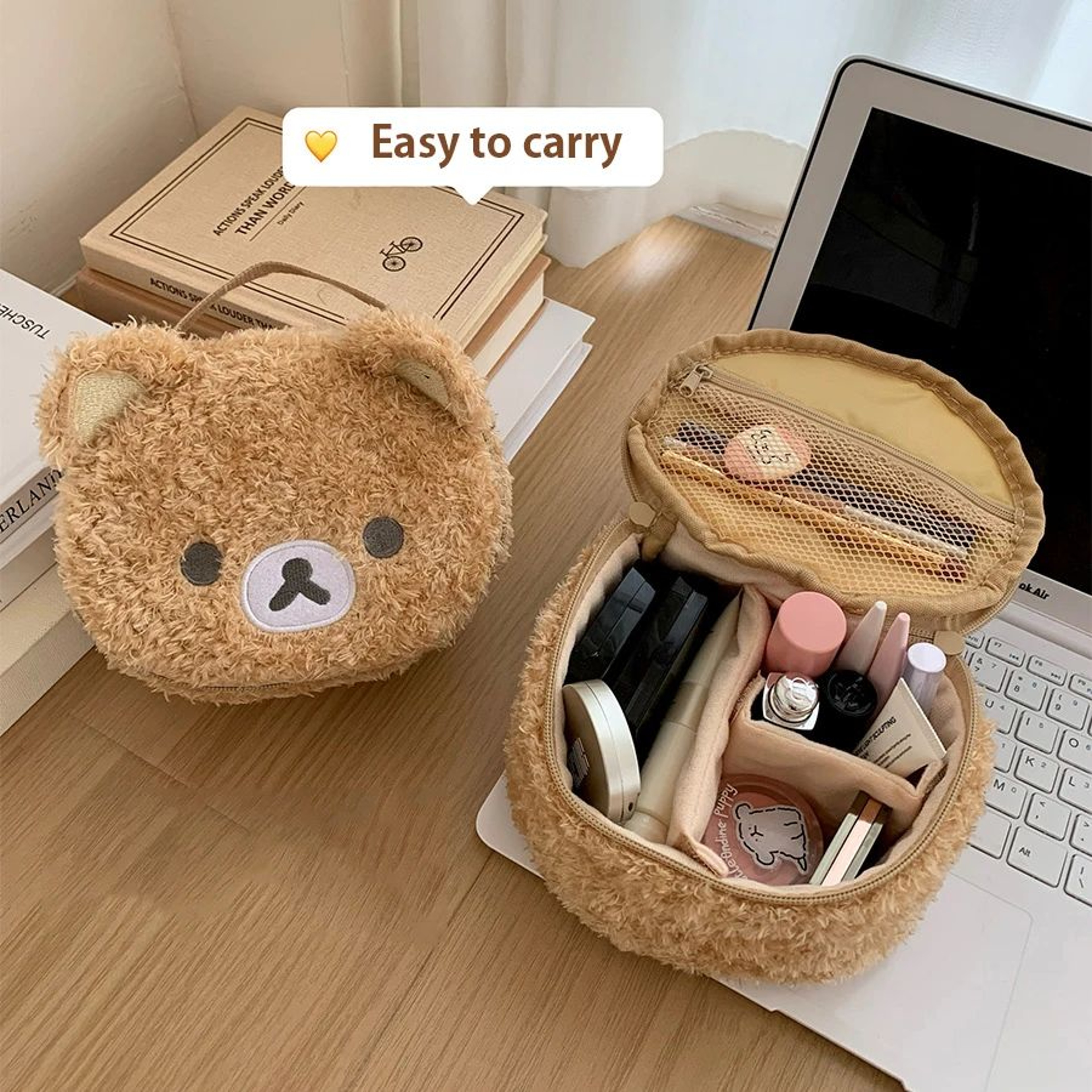 Plush Anime Bear Makeup  Jewelry Organizer Cosmetic Pouch 0