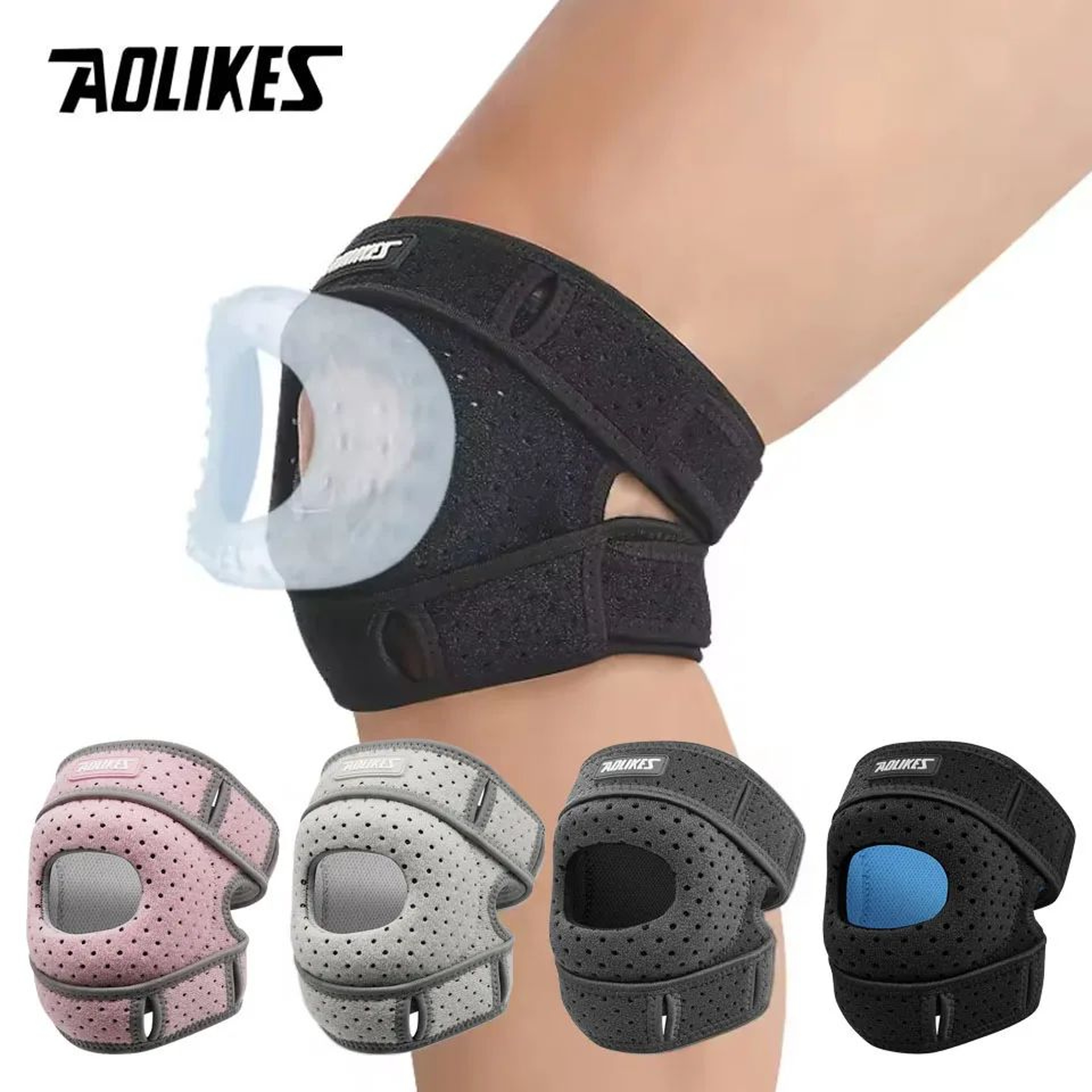 AOLIKES Adjustable Patellar Knee Brace With Gel Pad For Pain Relief  Stability 0