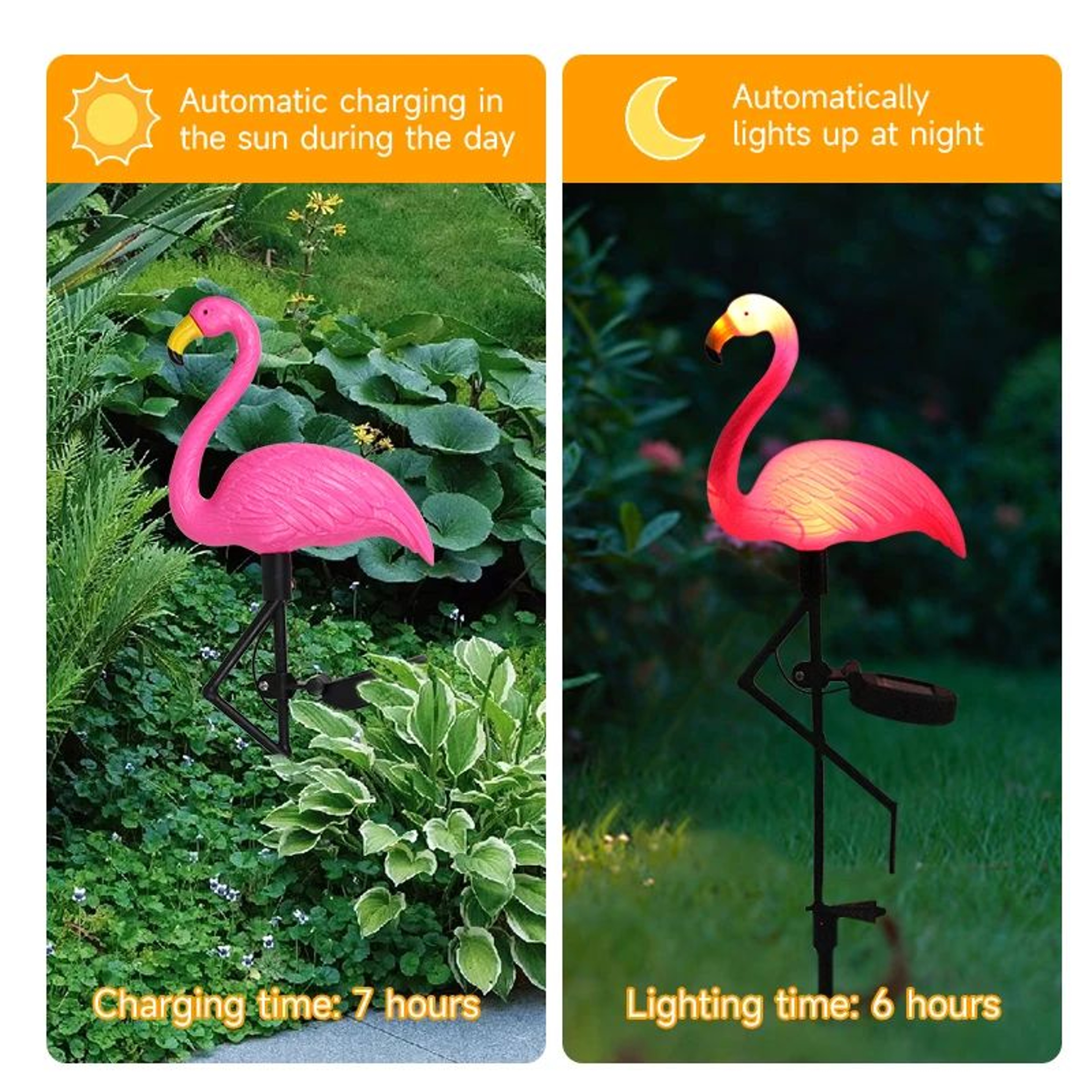 Solar Flamingo Garden Lights  Waterproof LED Outdoor Pathway Stake Decor 4