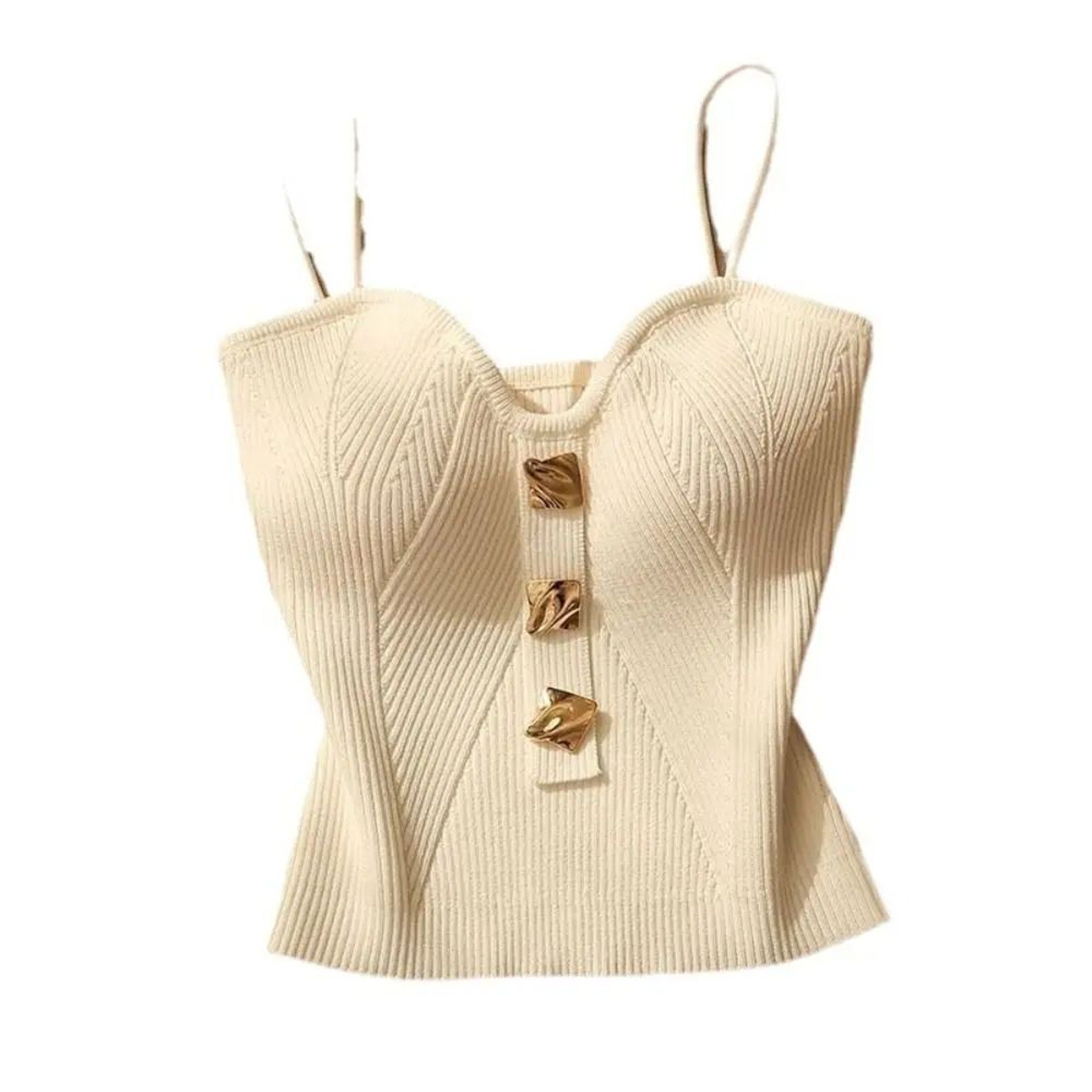 Knitted Deep VNeck Sleeveless Summer Tank Top  Flattering Fitted Womens Knitted Tank Top For Everyd 0