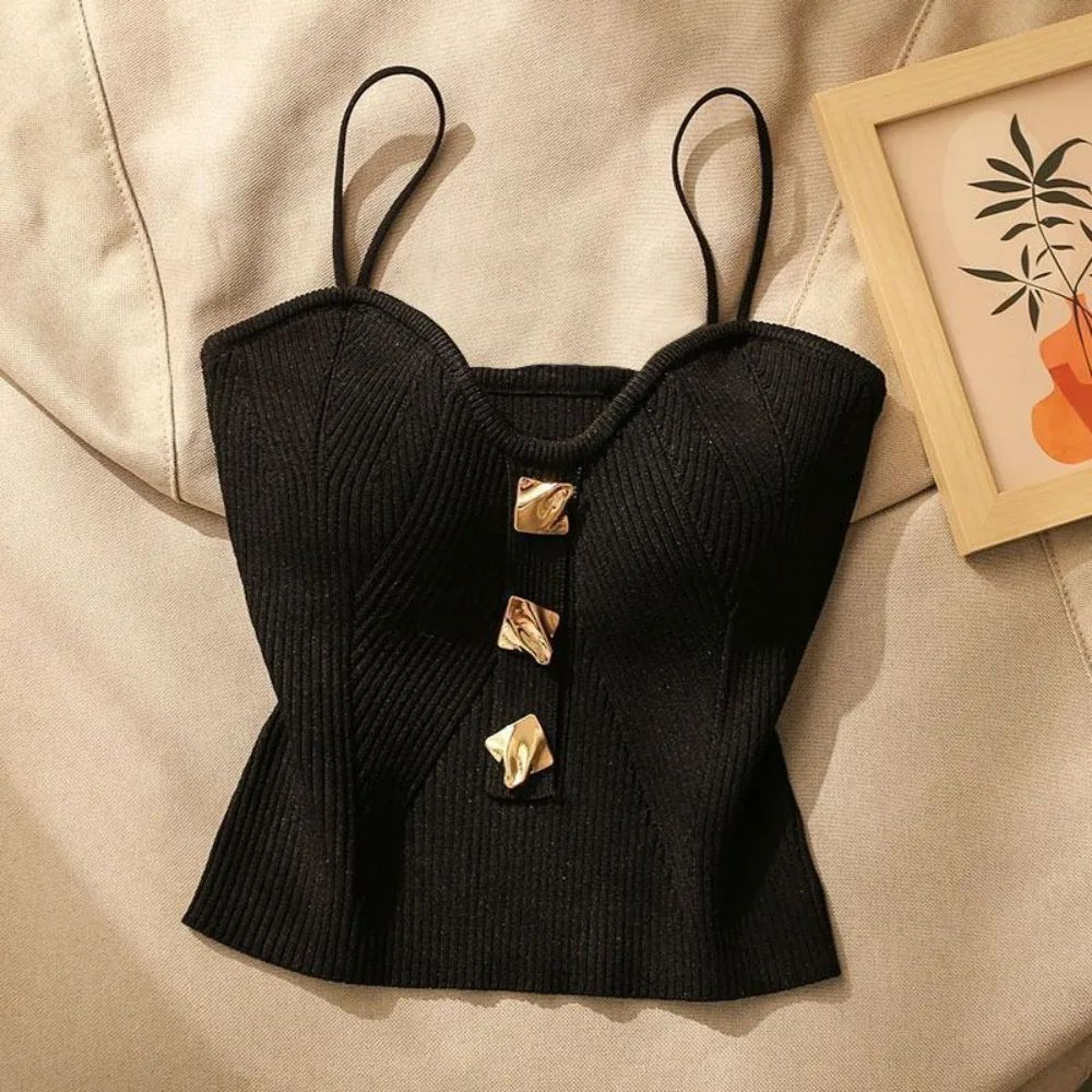 Knitted Deep VNeck Sleeveless Summer Tank Top  Flattering Fitted Womens Knitted Tank Top For Everyd 6