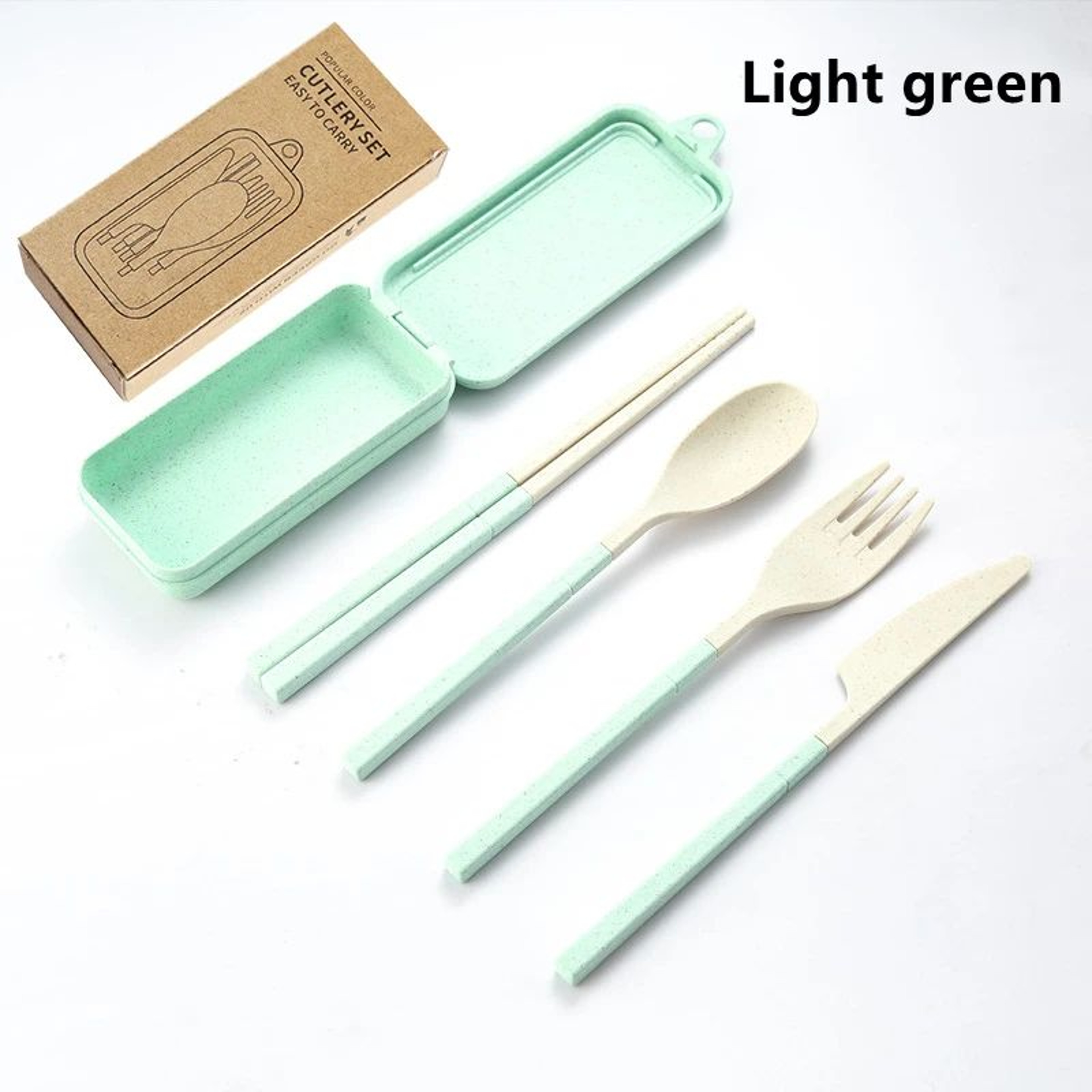 EcoLite 4Piece Portable Travel Cutlery Set  Sustainable EcoFriendly Wheat Straw Tableware With Case 10