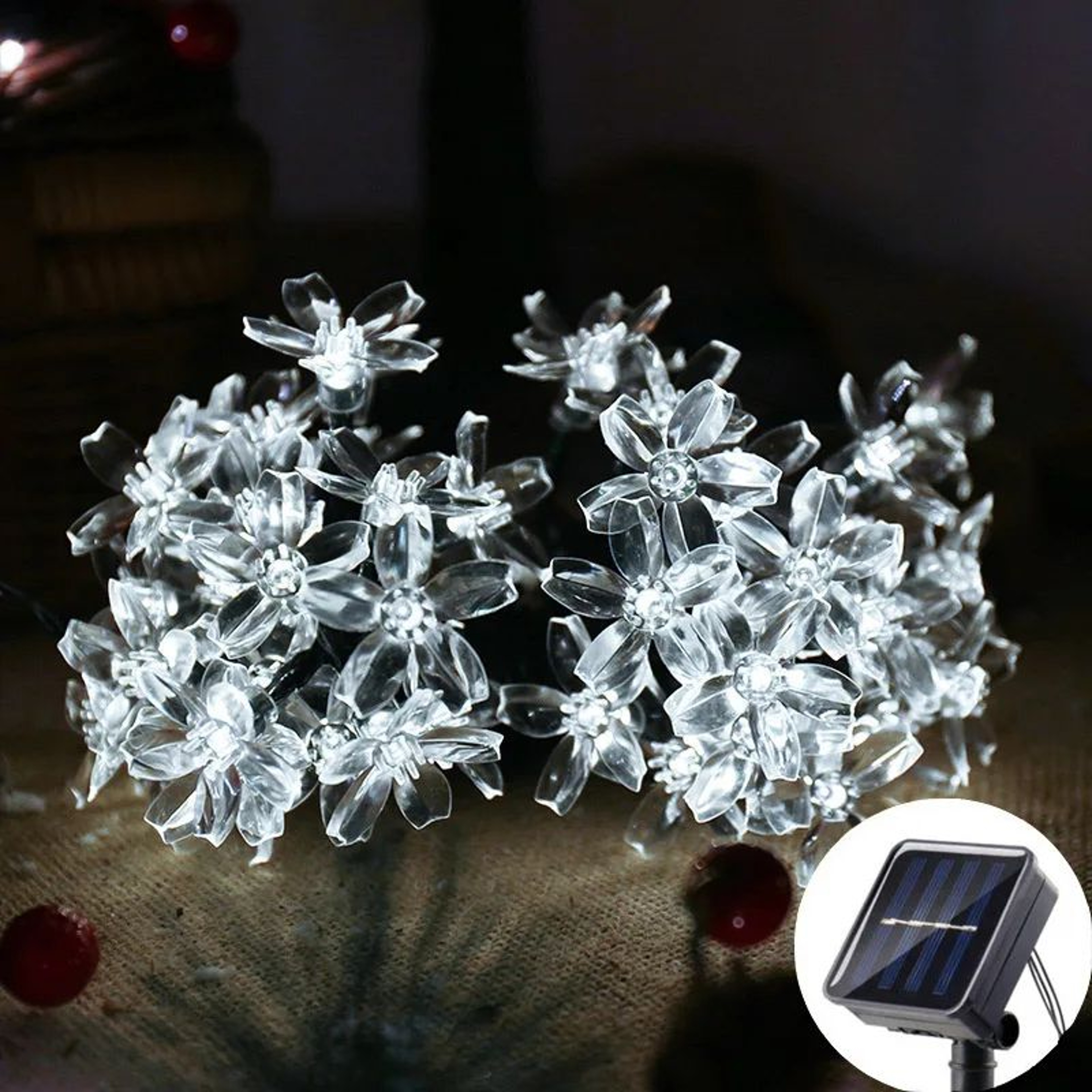 Solar Sakura Fairy Lights  Waterproof Cherry Blossom Outdoor String Lights For Garden  Wedding Deco 6