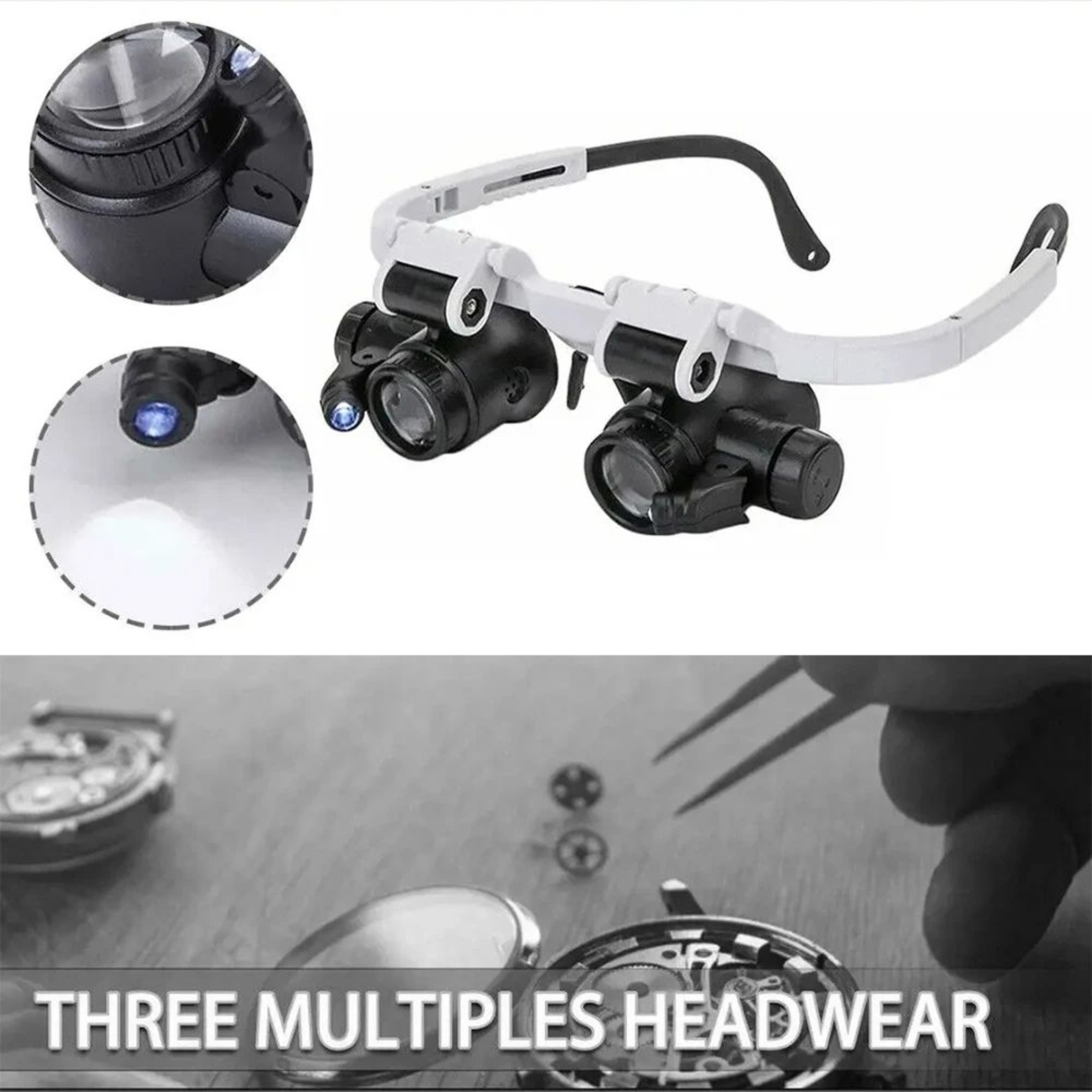 PrecisionView LED Headband Magnifying Glasses  Adjustable 2X23X Headband Magnifier For Jewelry  Rep 2
