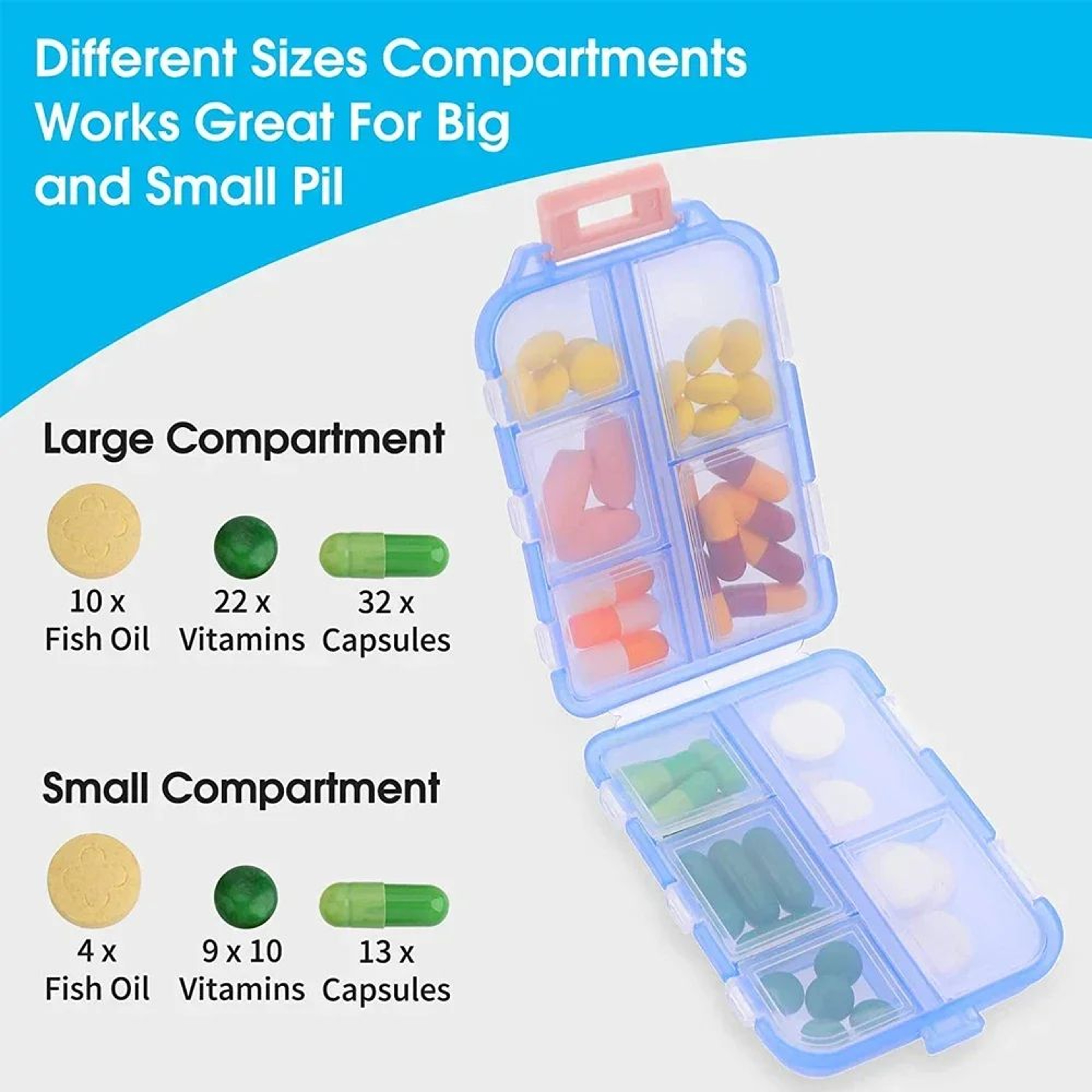 Travel Pill Organizer Box  10Grid Portable Weekly Pill Case For Purse  Pocket 2