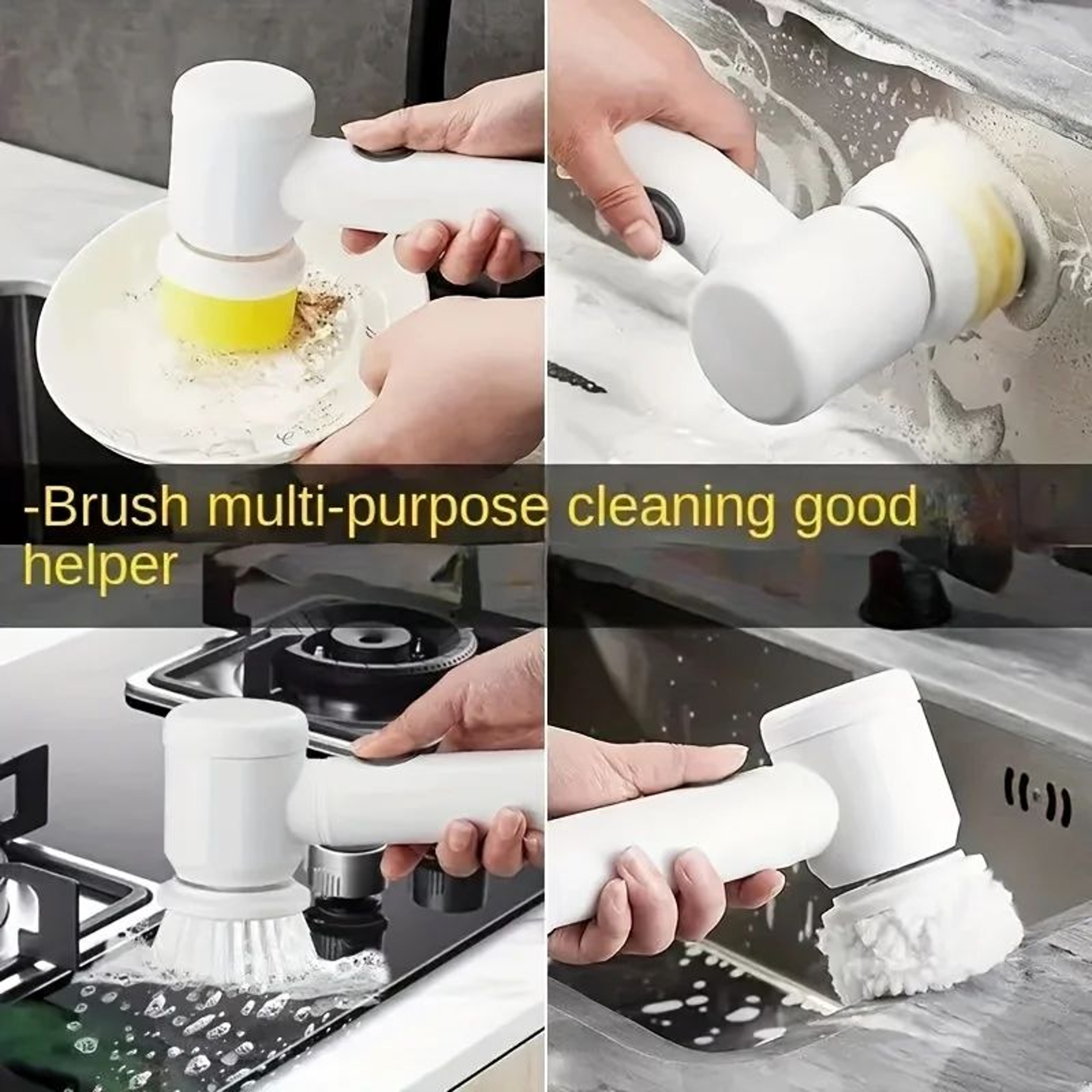 Cordless Electric Spin Scrubber With Long Handle  5 Brush Heads For Tile And Grout Cleaning 3