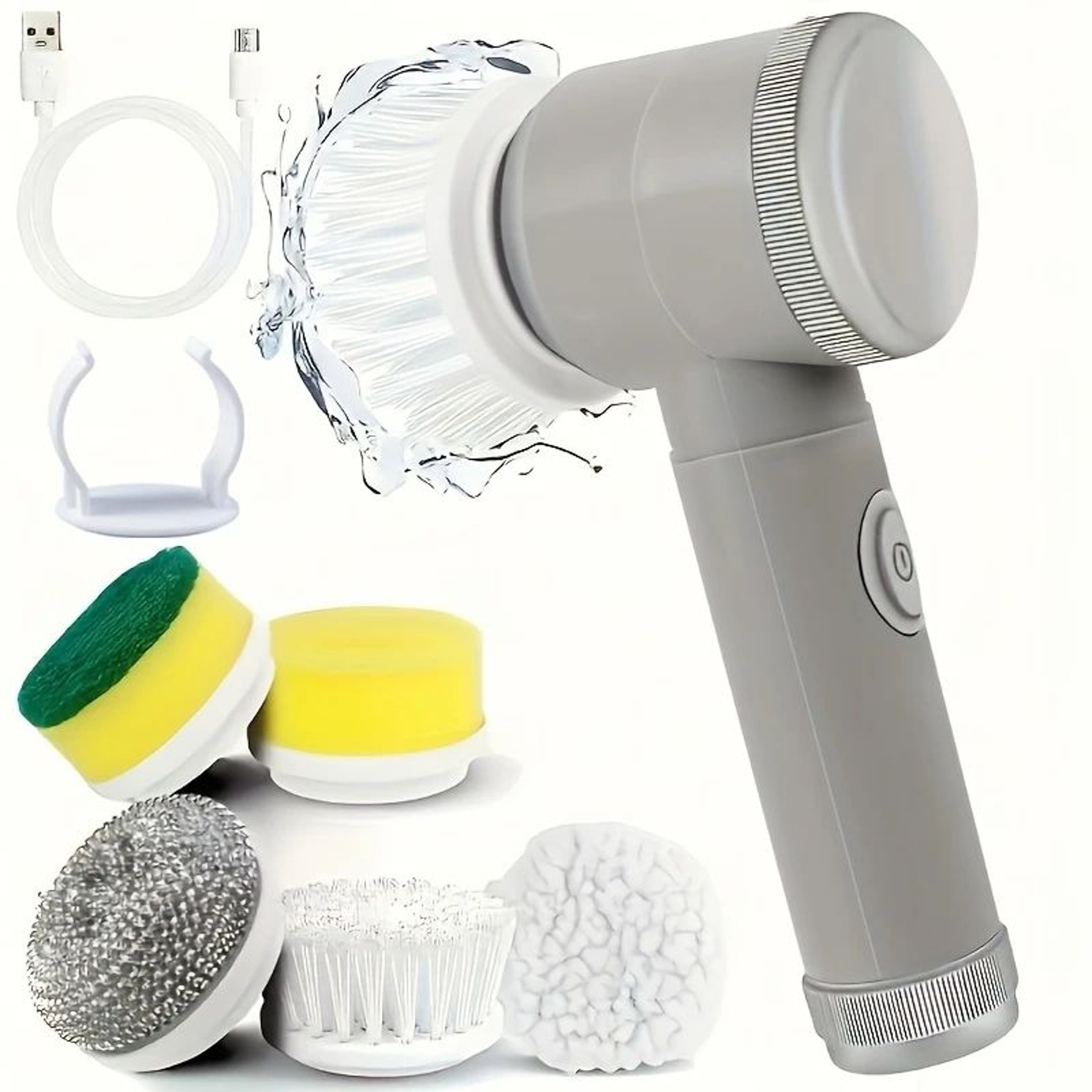Cordless Electric Spin Scrubber With Long Handle  5 Brush Heads For Tile And Grout Cleaning 6
