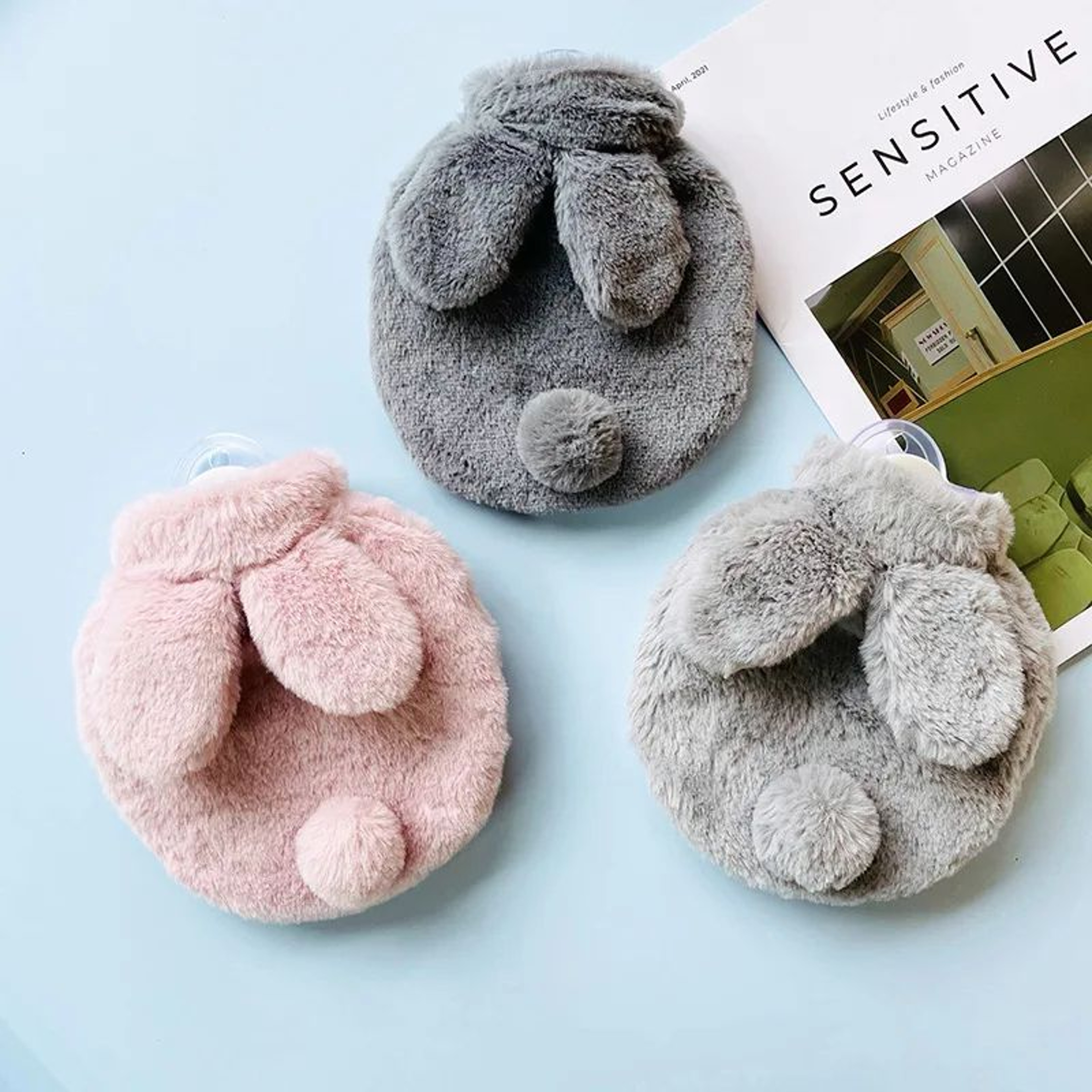 SnuggleBunny 300ML Plush Hot Water Bottle  Cute Rabbit Hand  Feet Warmer With Soft Cover 4